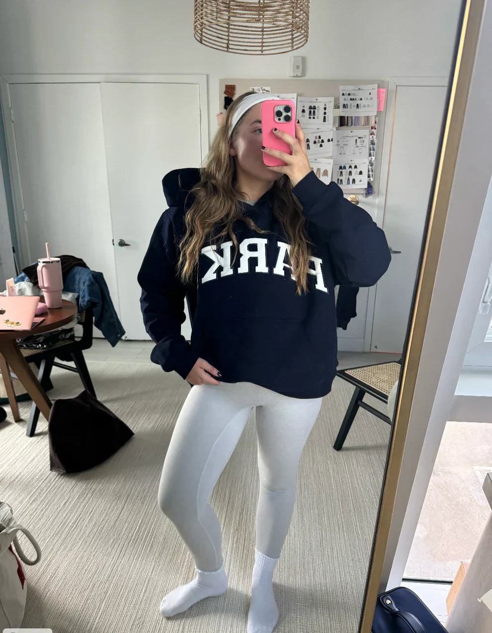 Parke | Varsity Oversized Hoodie Navy with White Letters