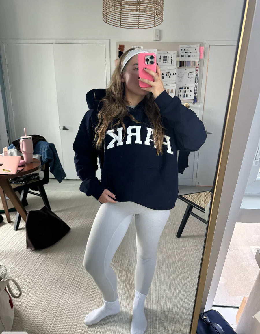 Parke | Varsity Oversized Hoodie Navy with White Letters