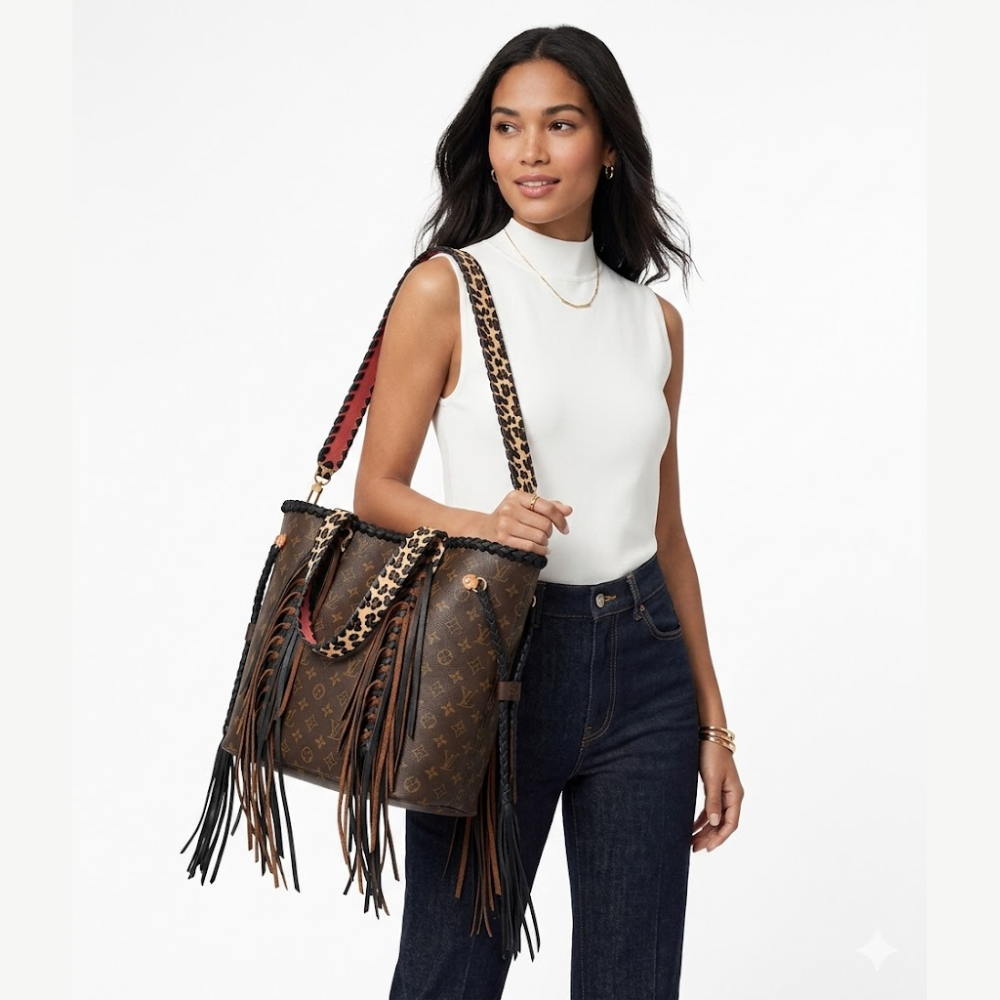 LV Neverfull Houston Tote Leopard