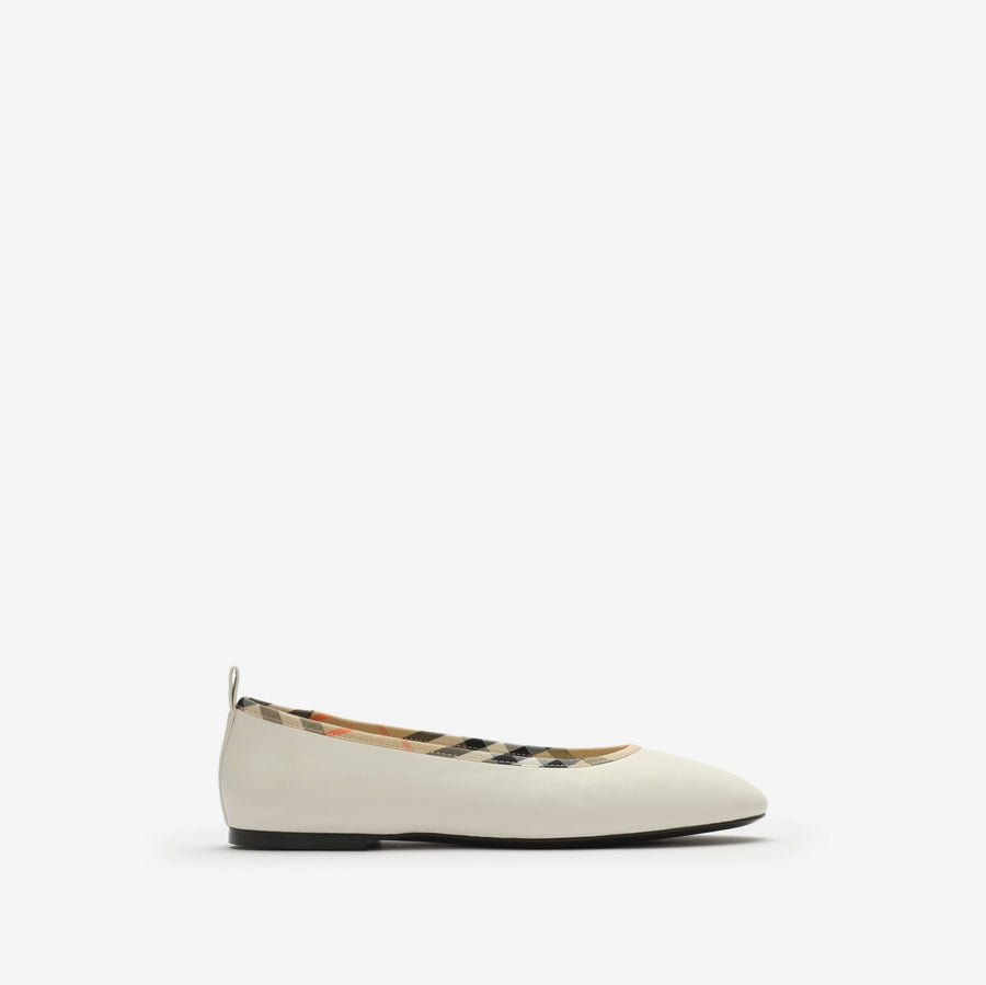 Check Trim Leather Robin Ballerinas
