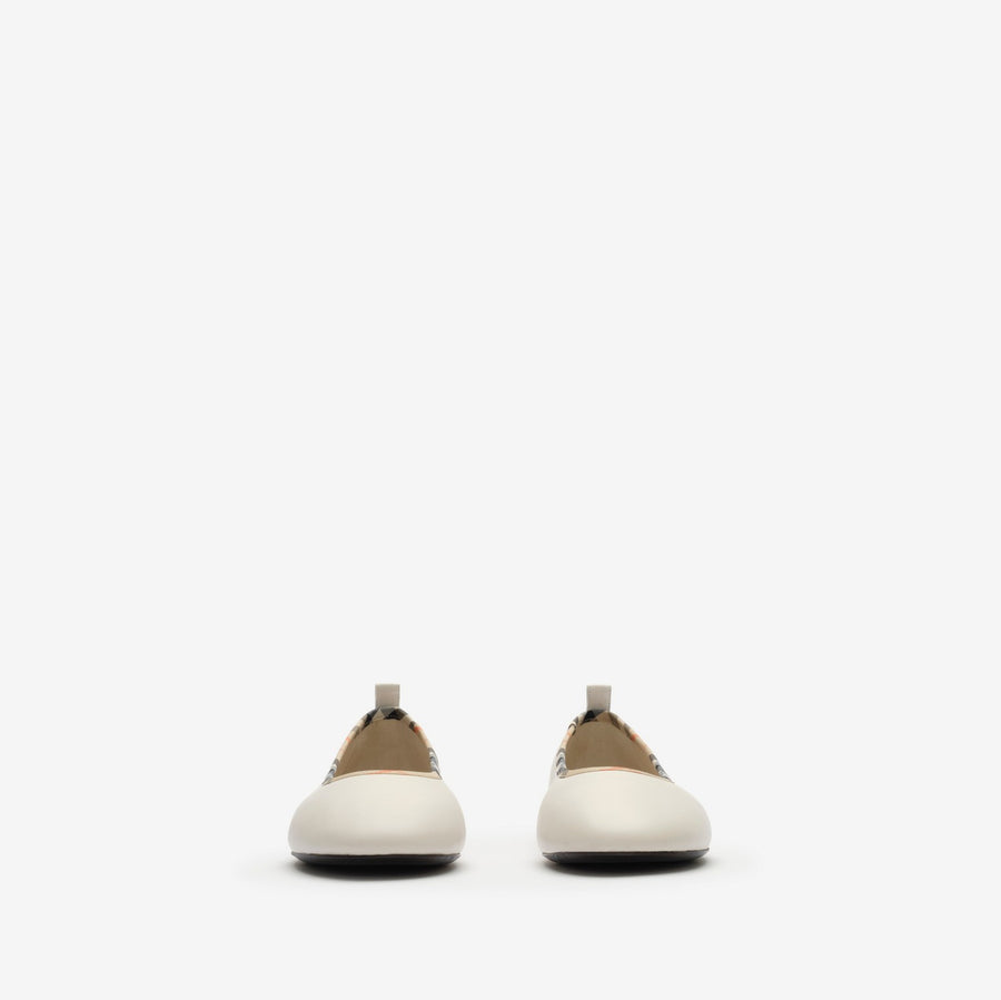 Check Trim Leather Robin Ballerinas