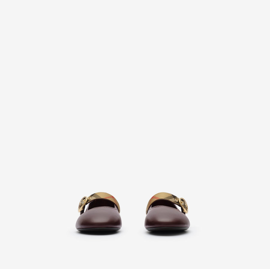 Check Strap Leather Robin Ballerinas