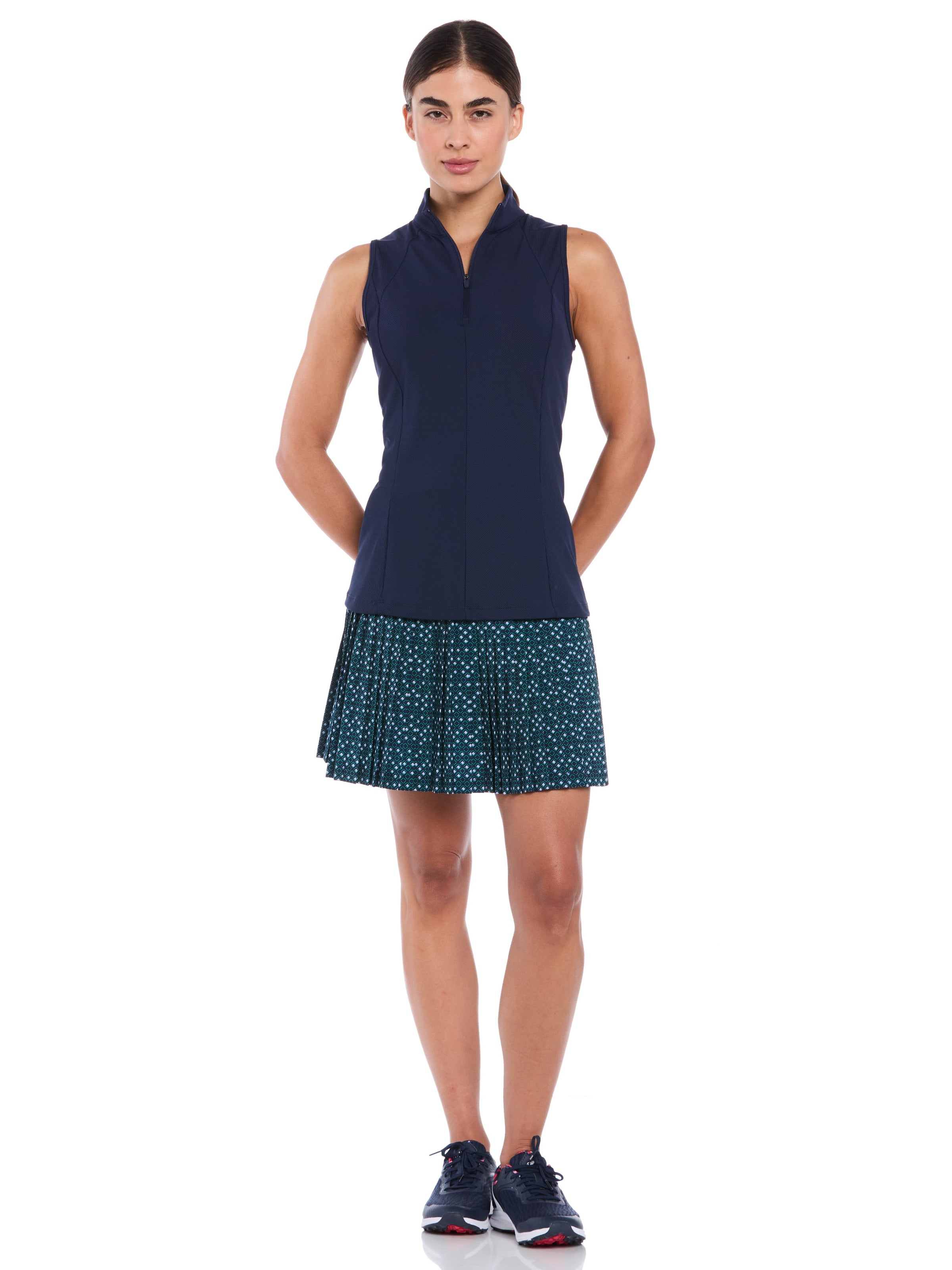 Womens 16" Geo Print Skort with Micro Pleats