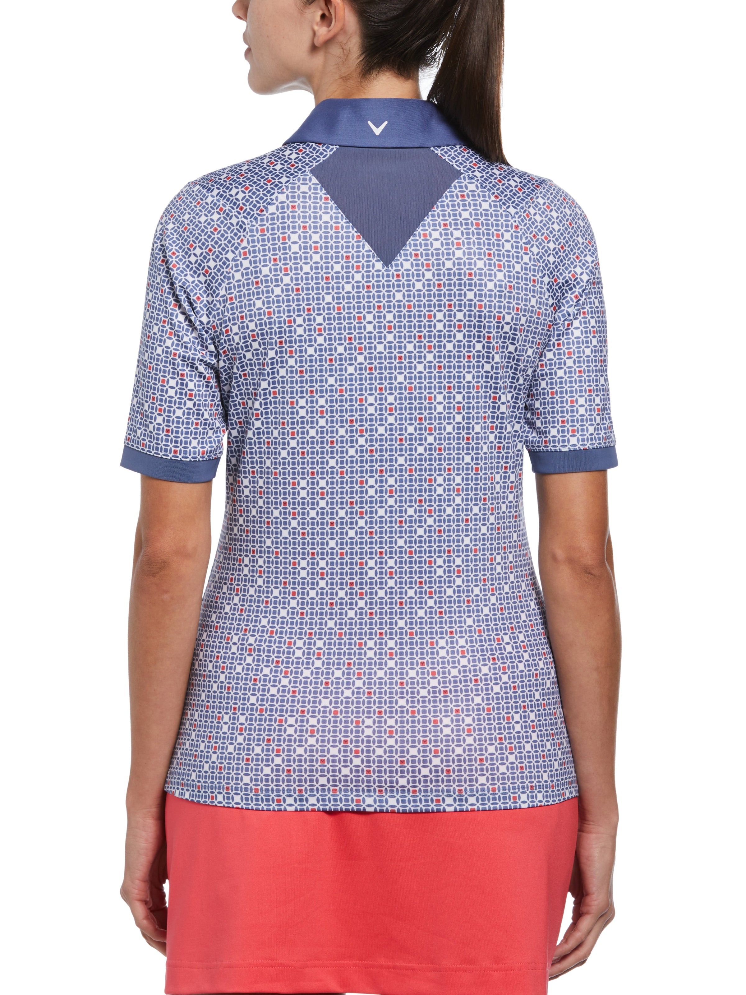 Womens Chevron Geo Short Sleeve with Mesh Insert