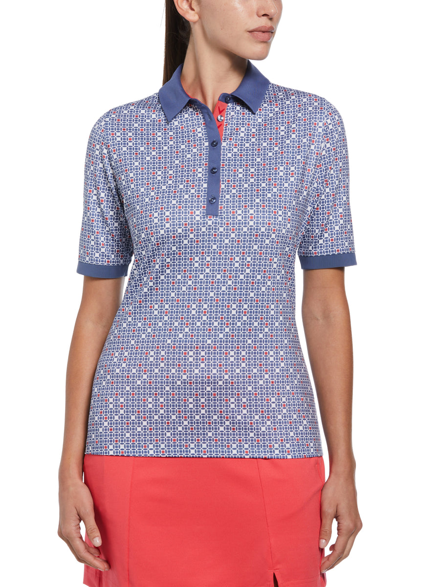 Womens Chevron Geo Short Sleeve with Mesh Insert