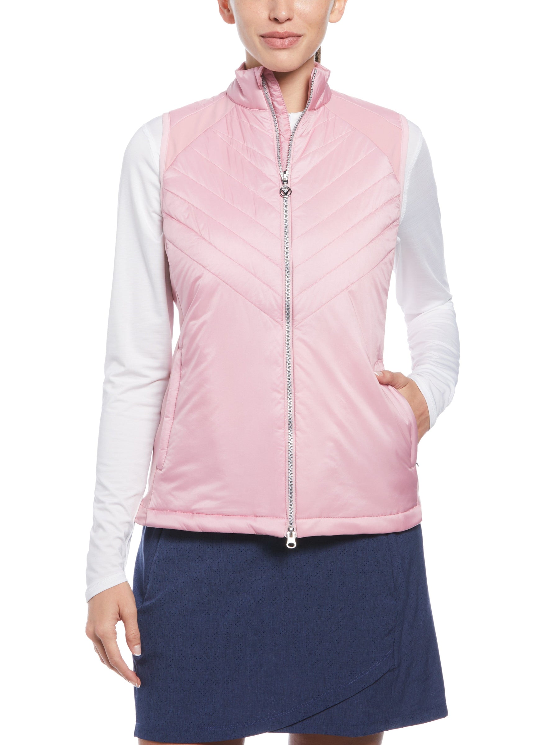 Womens Chevron Quilted Sleeveless Golf Vest