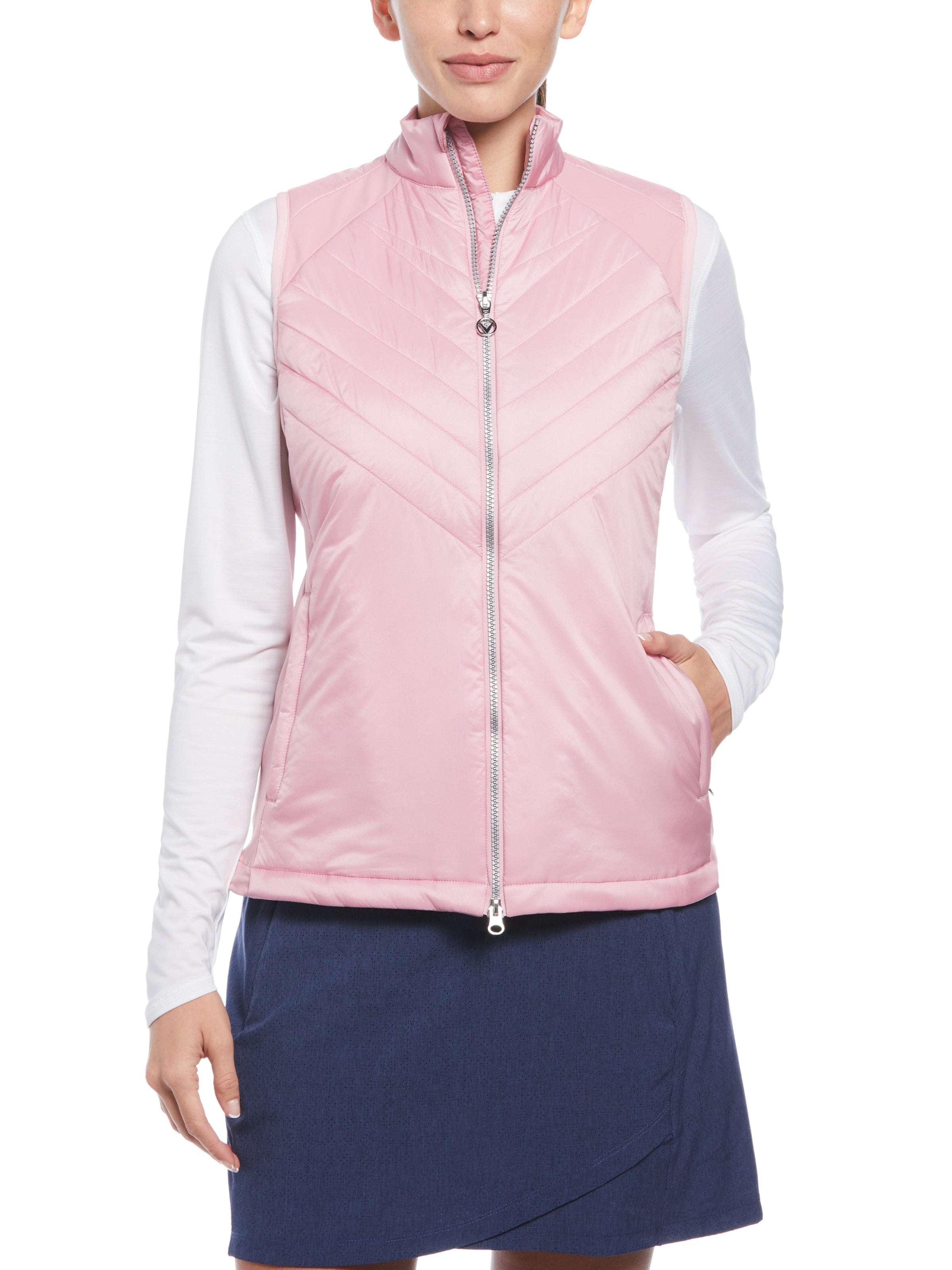 Womens Chevron Quilted Sleeveless Golf Vest