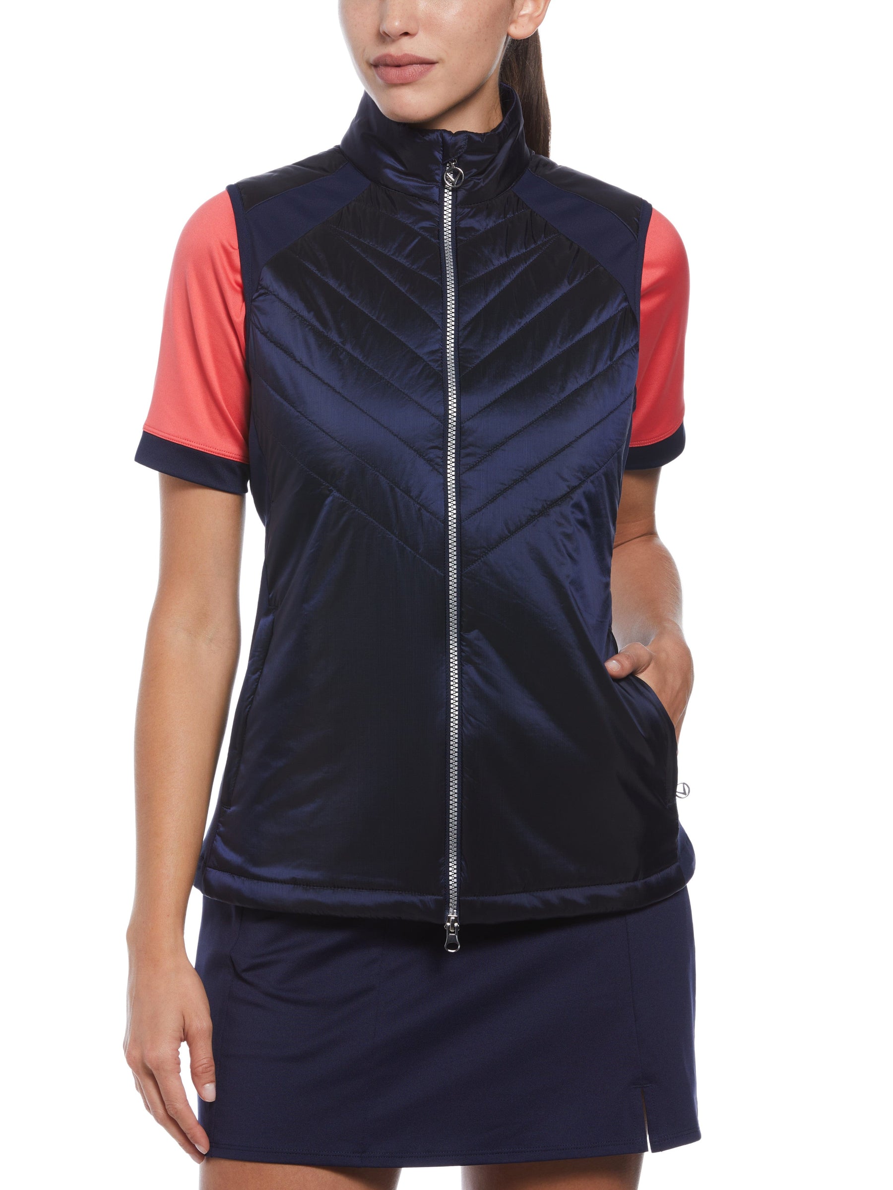 Womens Chevron Quilted Sleeveless Golf Vest