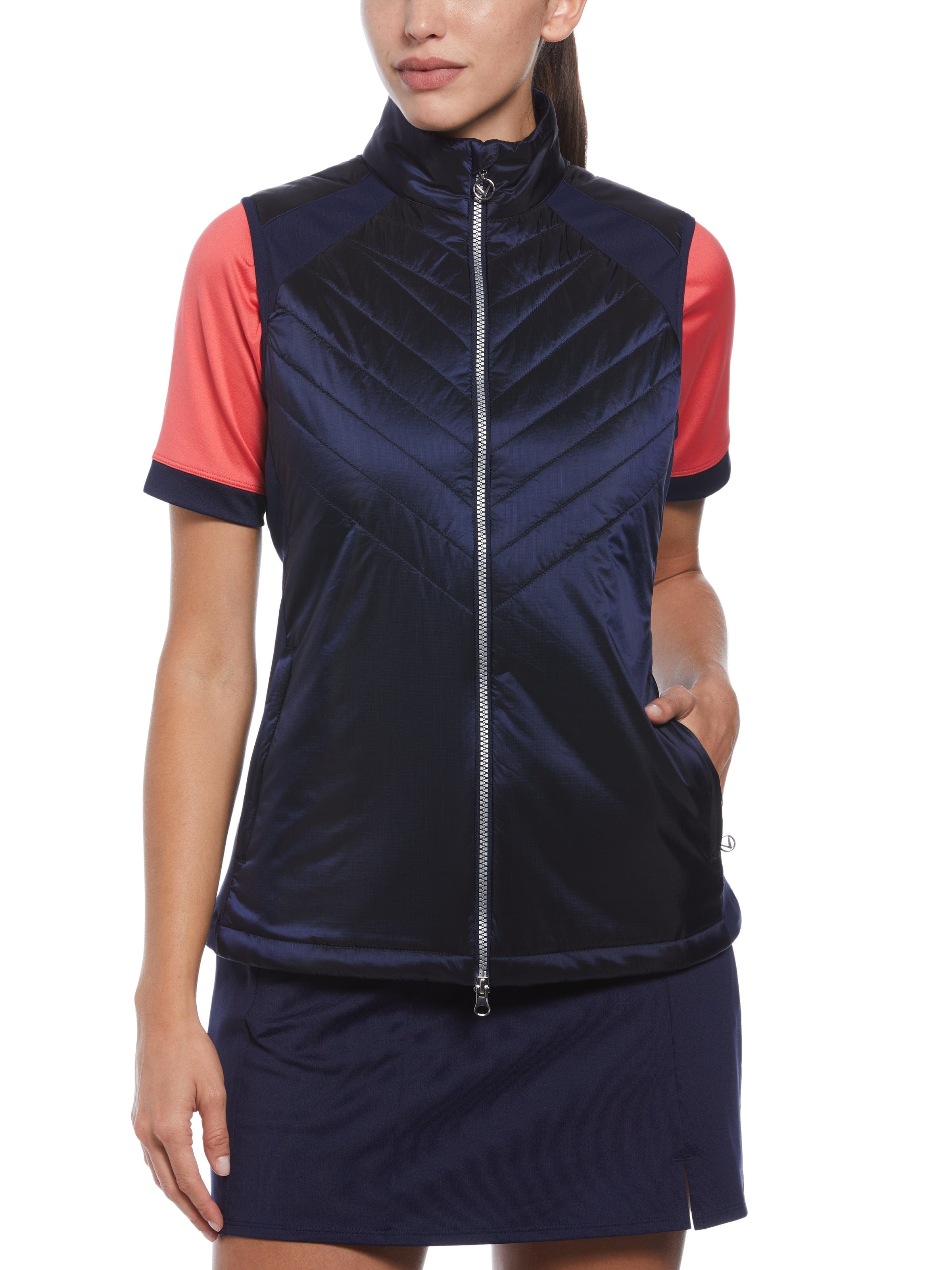 Womens Chevron Quilted Sleeveless Golf Vest