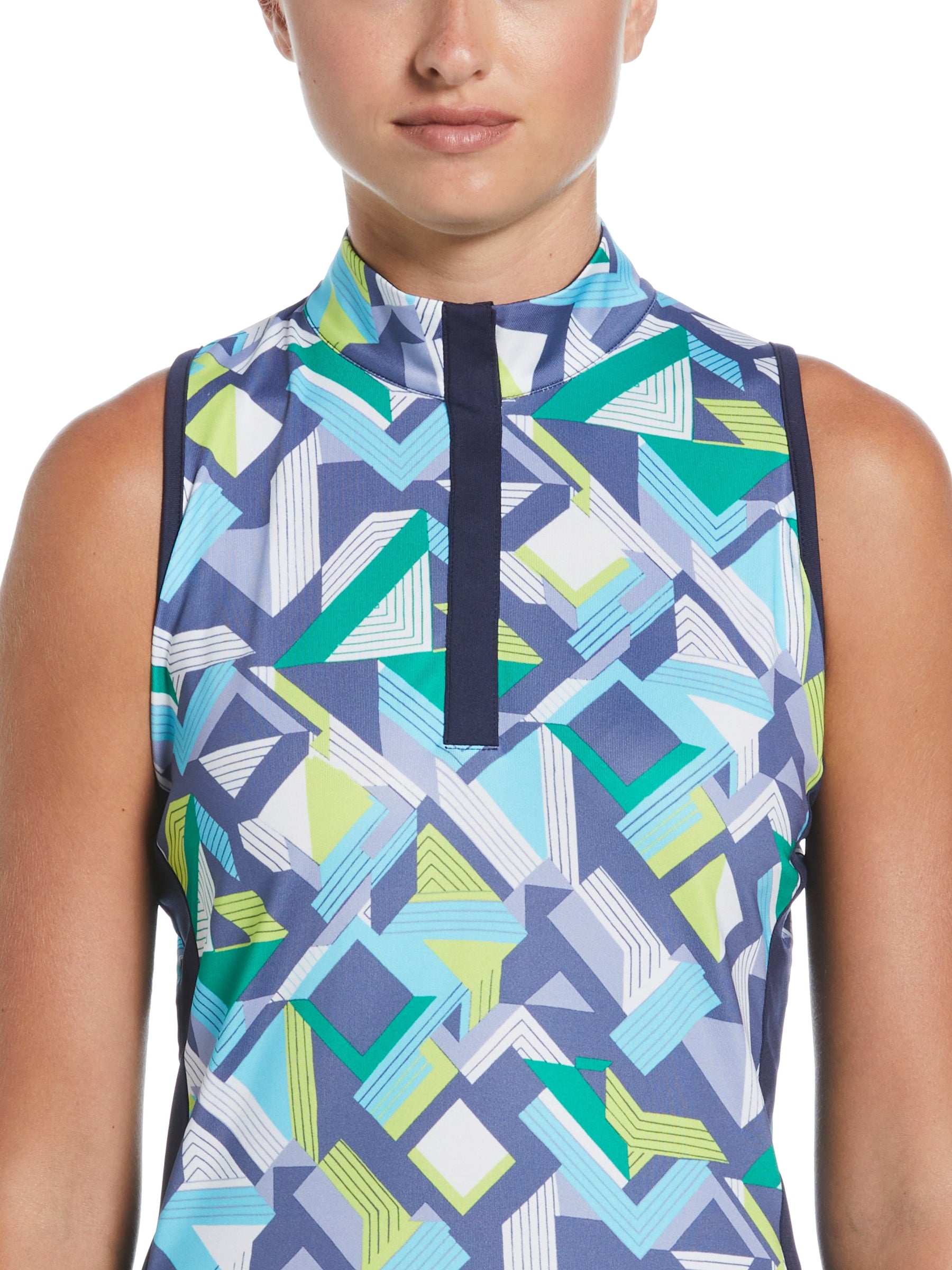 Womens Colliding Chevron Geo Print Golf Shirt