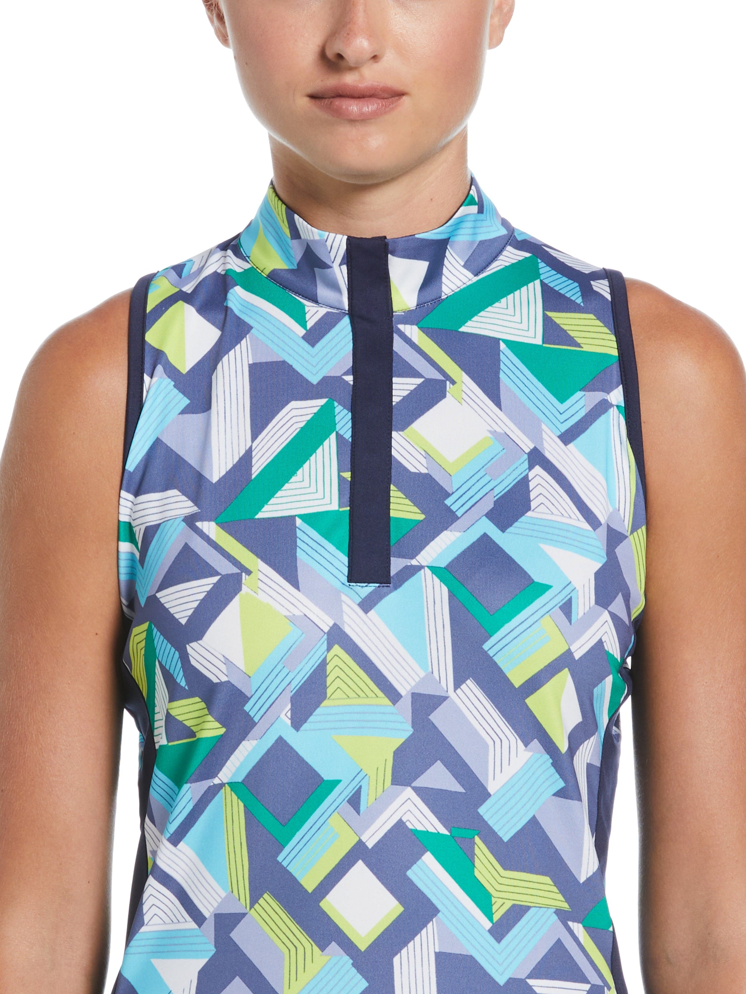 Womens Colliding Chevron Geo Print Golf Shirt