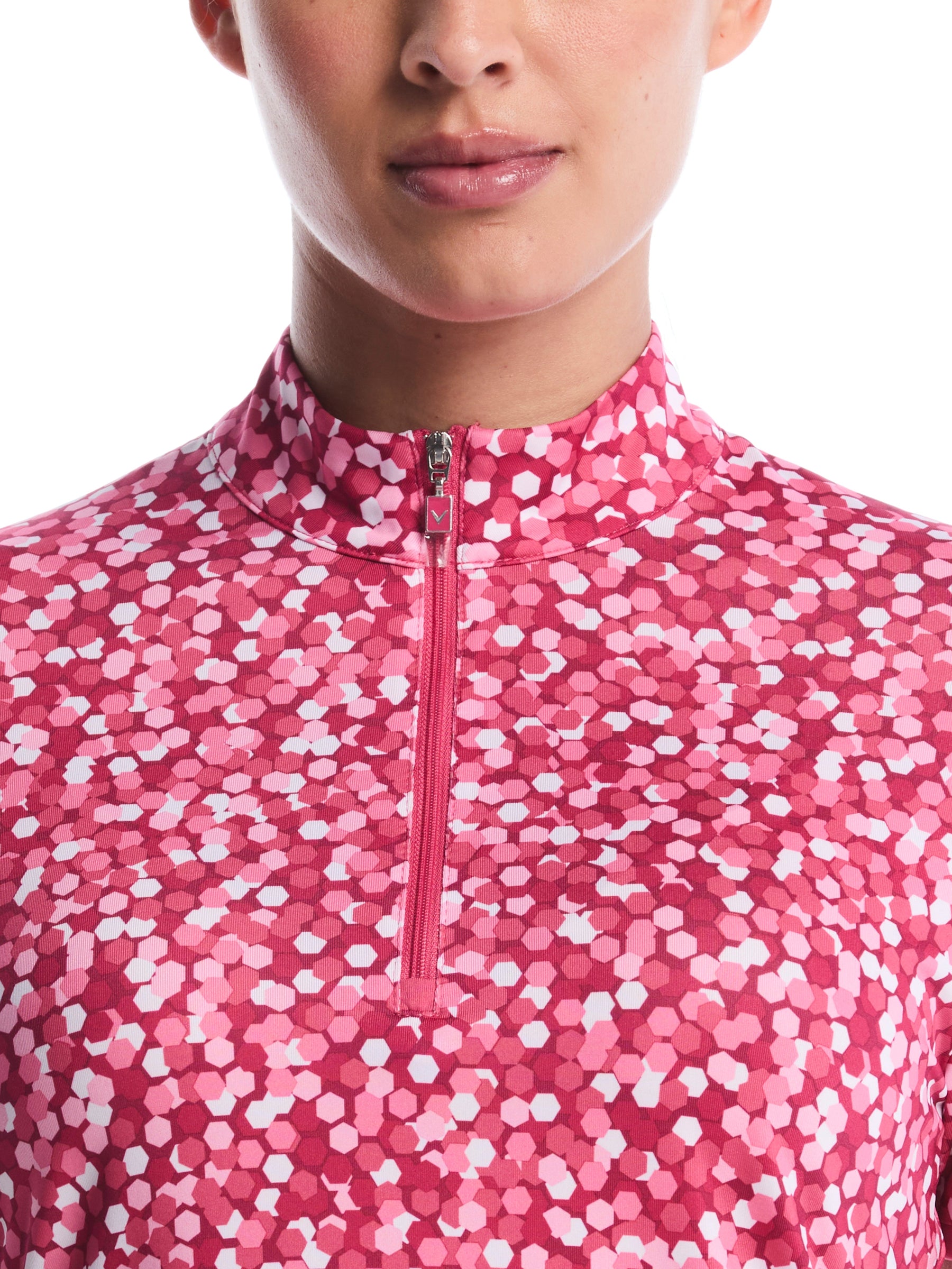 Womens Confetti Zip Polo