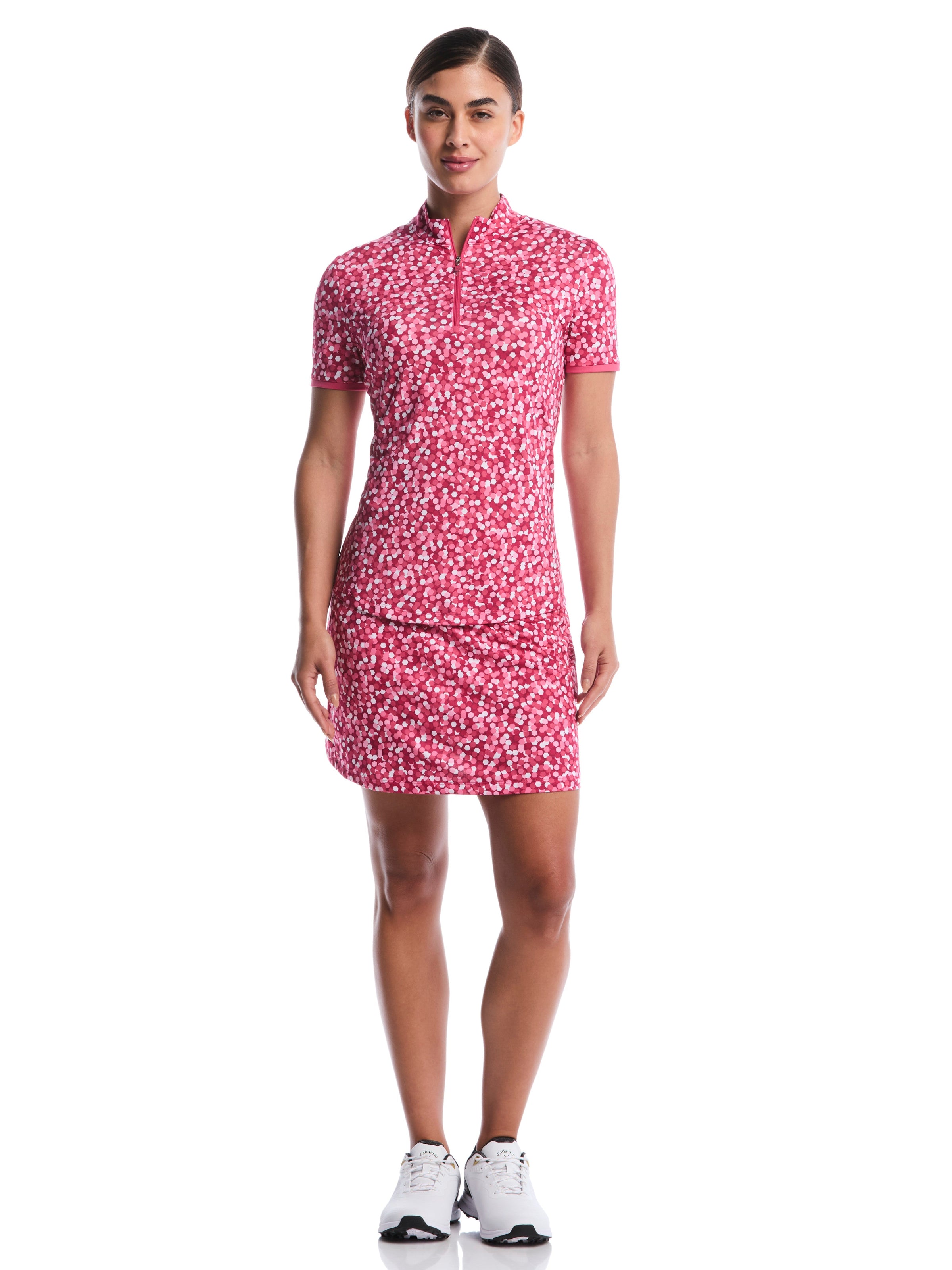 Womens Confetti Zip Polo