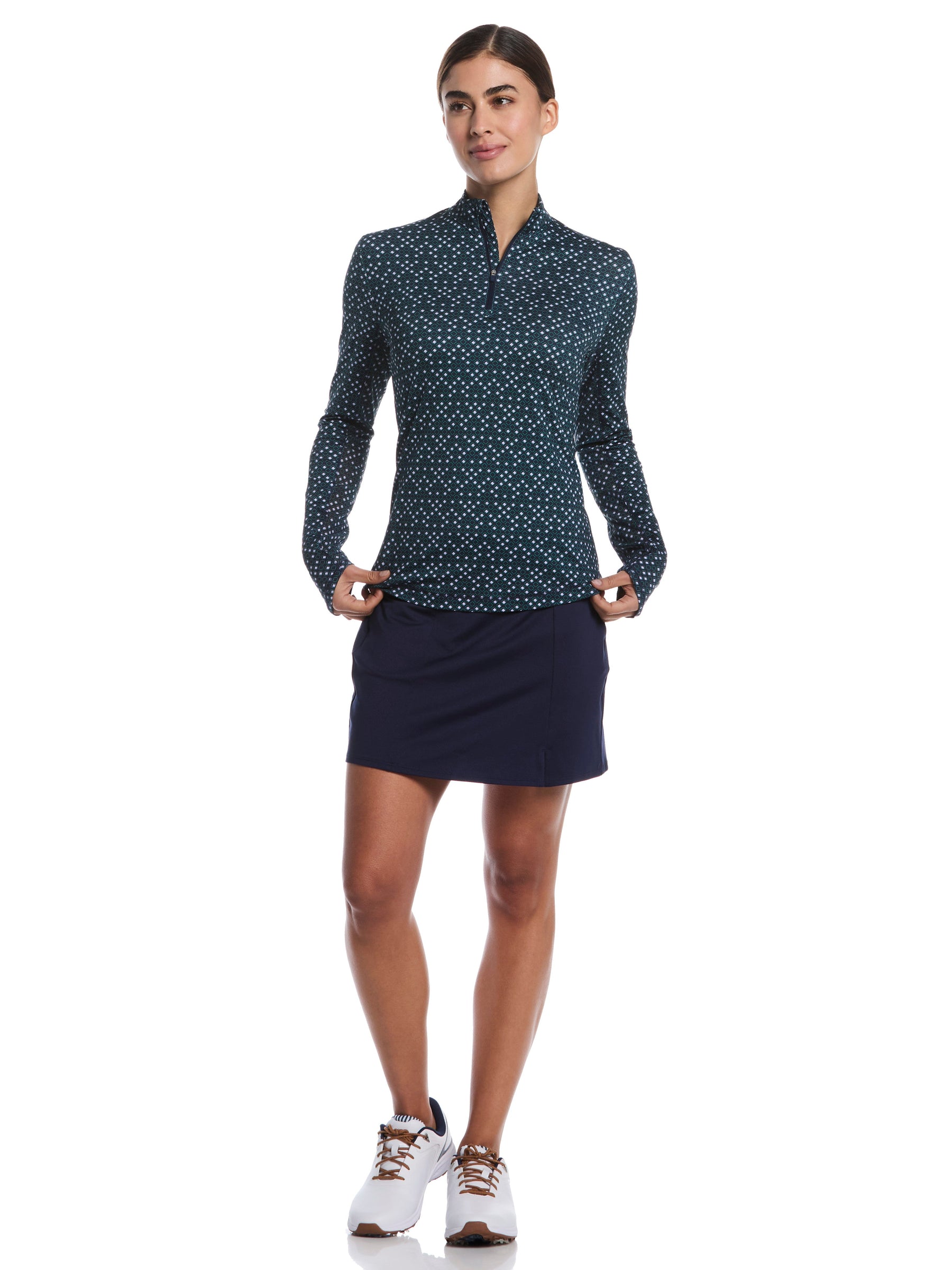 Womens Framing Geo Print Golf Shirt