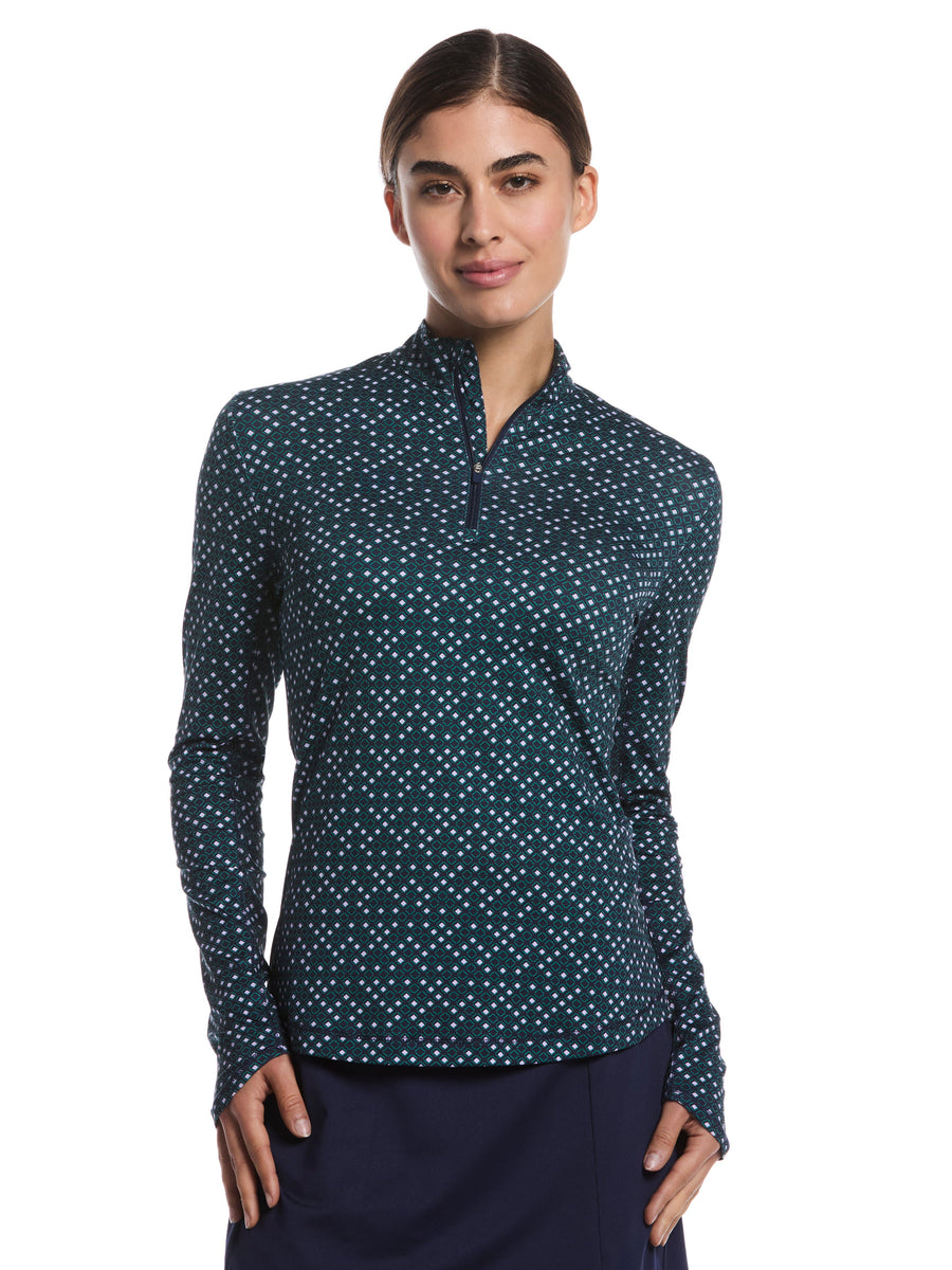 Womens Framing Geo Print Golf Shirt