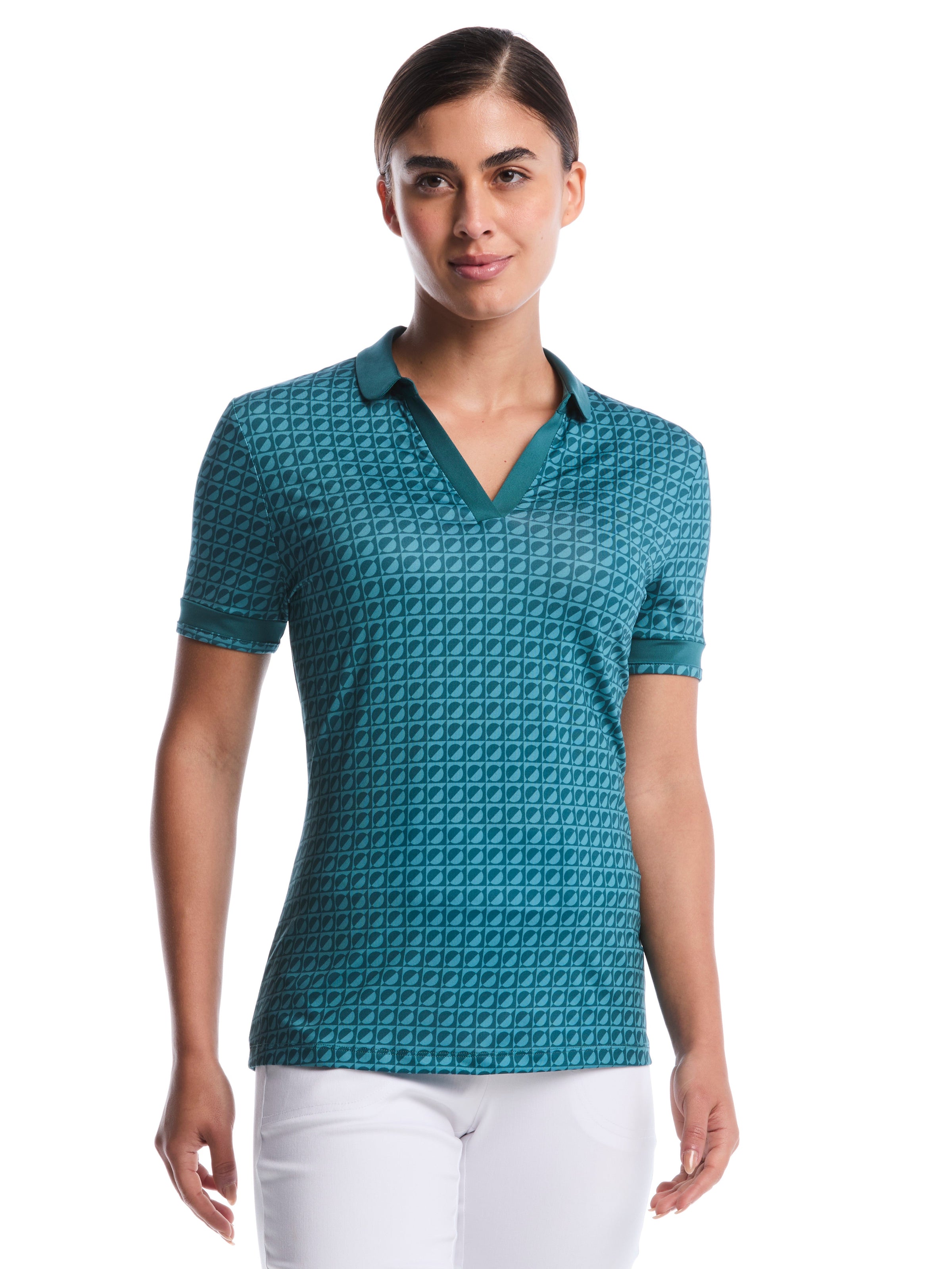 Womens Geo Printed Polo