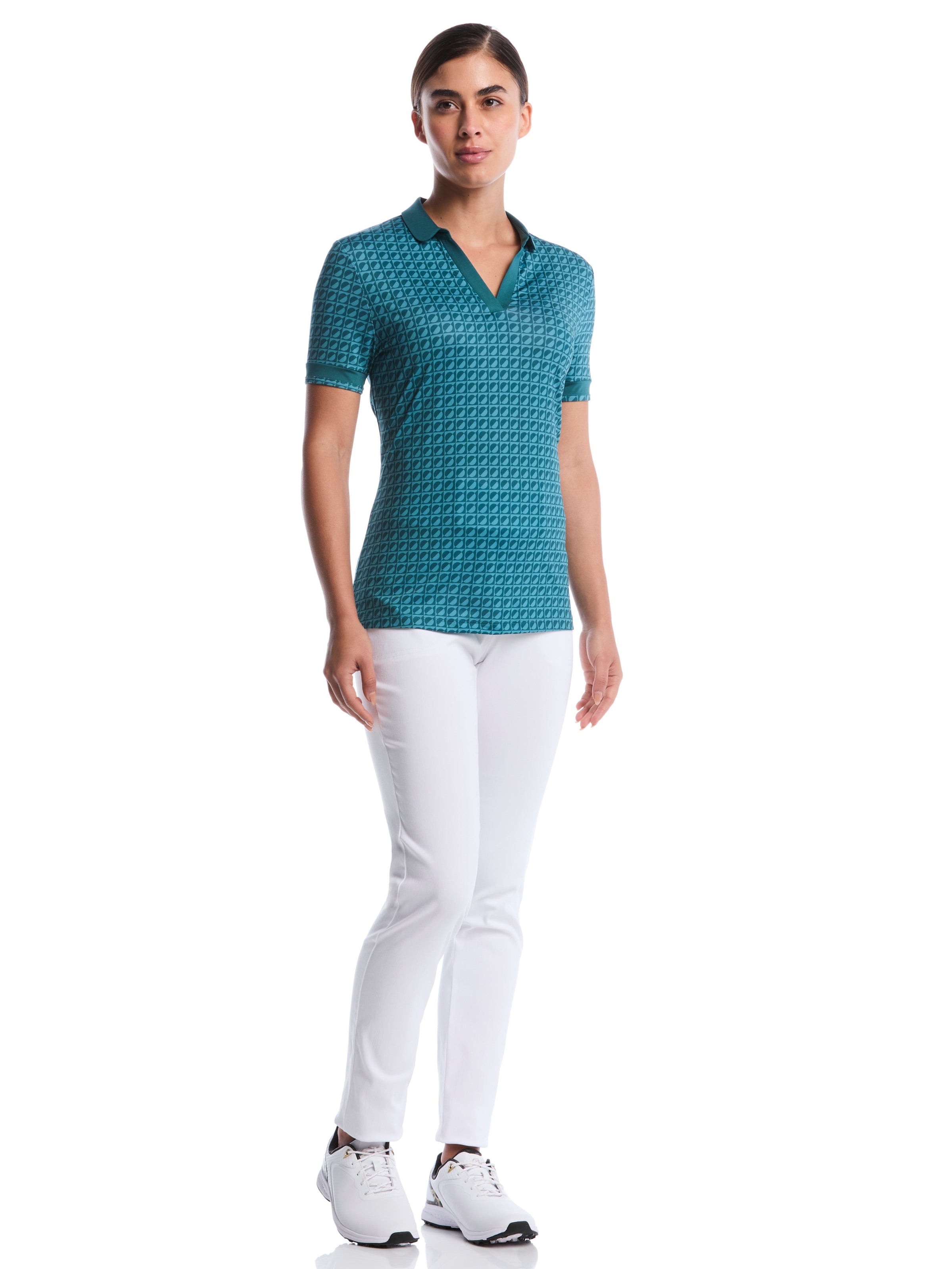 Womens Geo Printed Polo