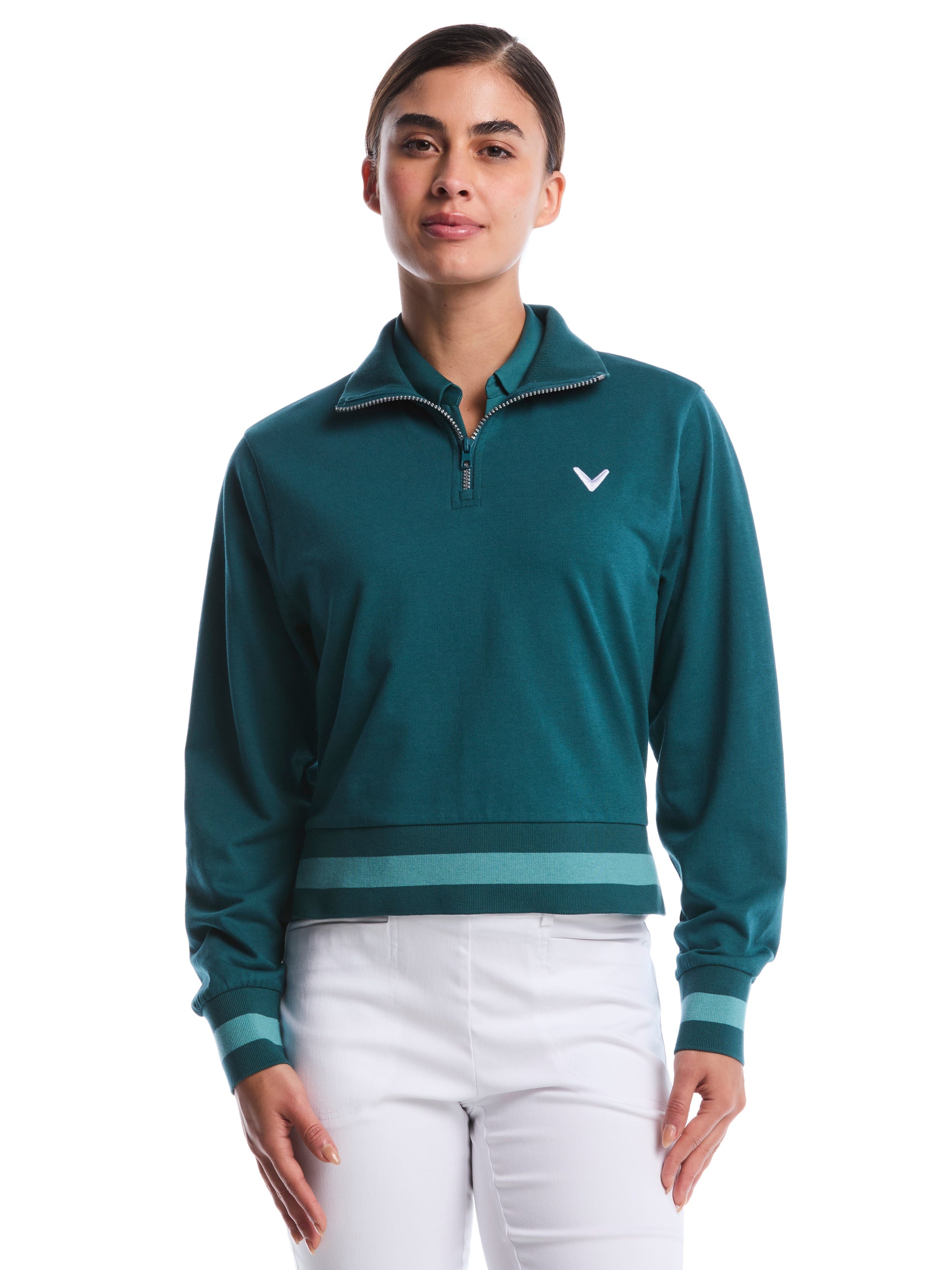 Womens Lightweight Cropped Quarter Zip Golf Shirt