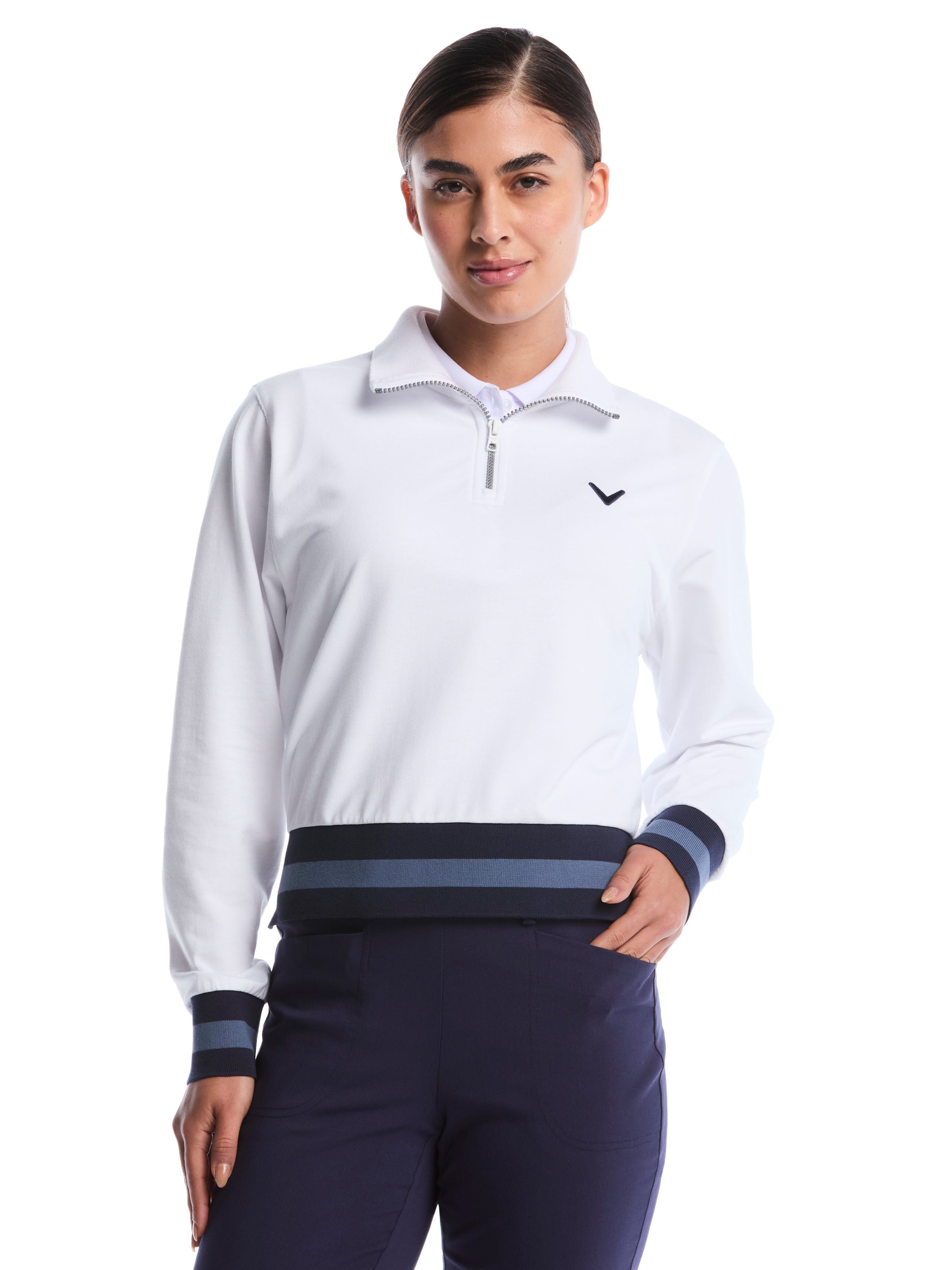 Womens Lightweight Cropped Quarter Zip Golf Shirt