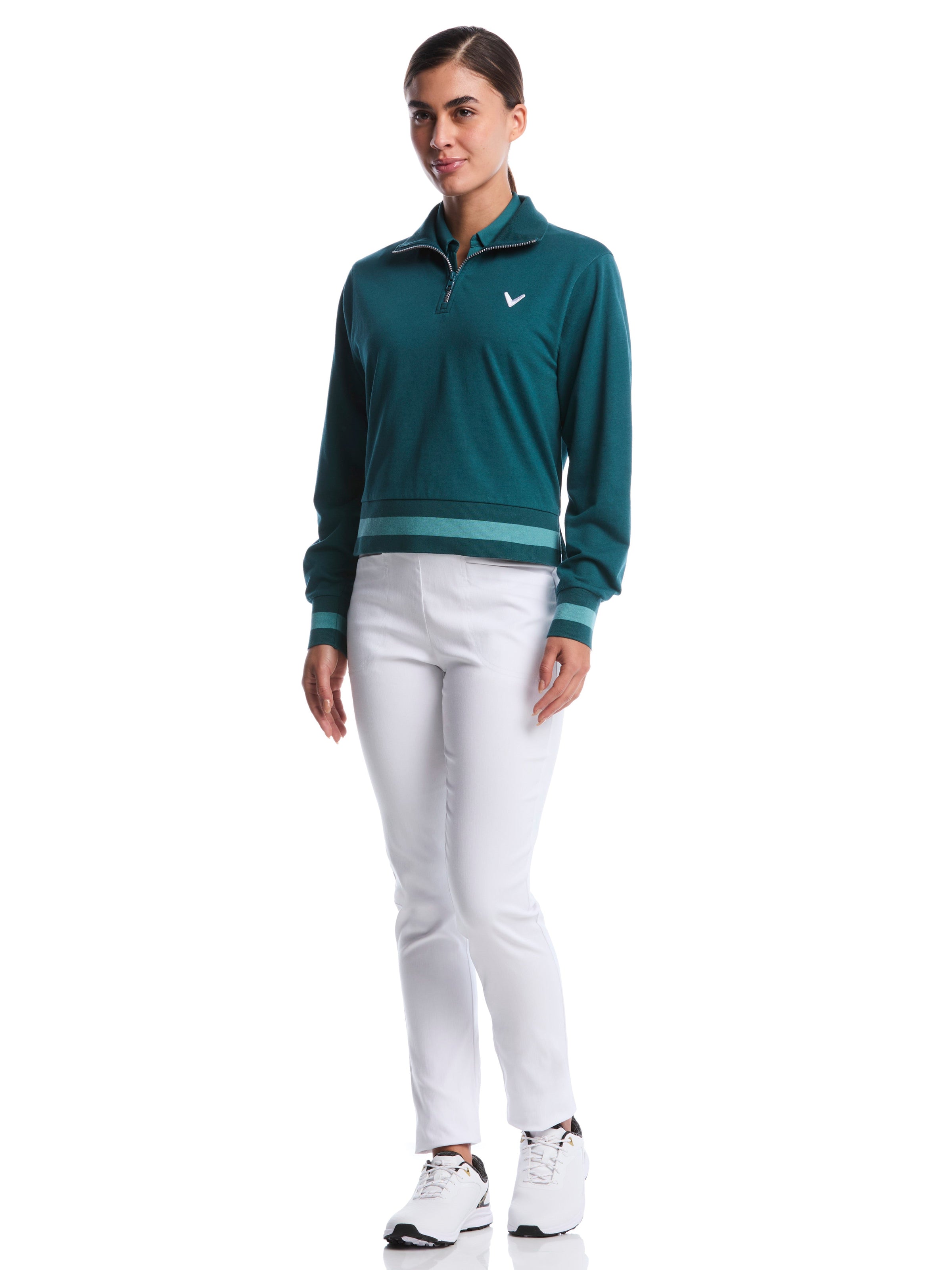 Womens Lightweight Cropped Quarter Zip Golf Shirt