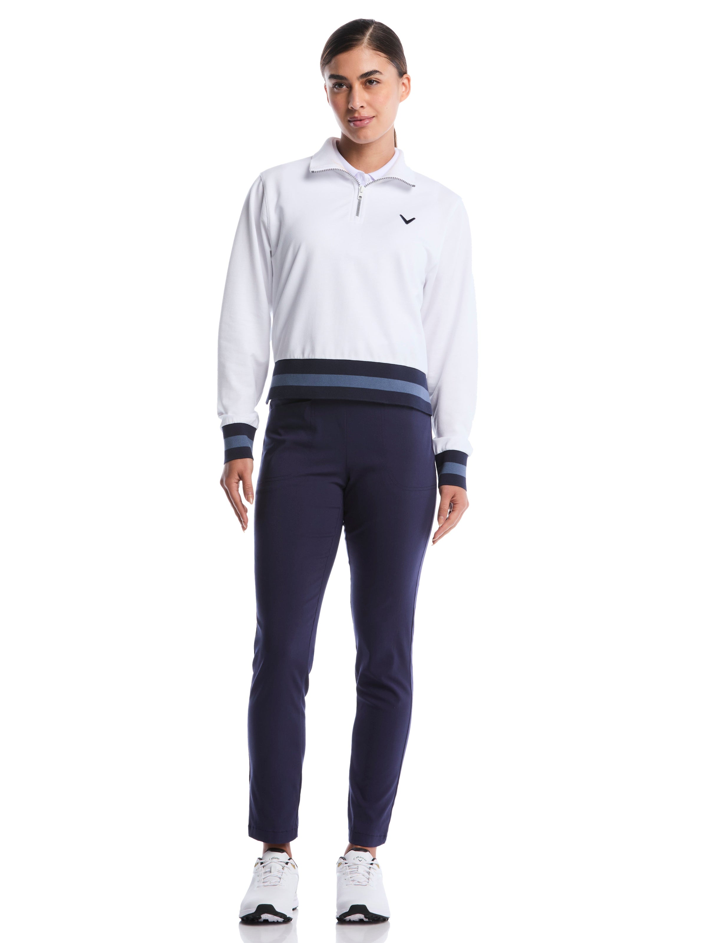 Womens Lightweight Cropped Quarter Zip Golf Shirt