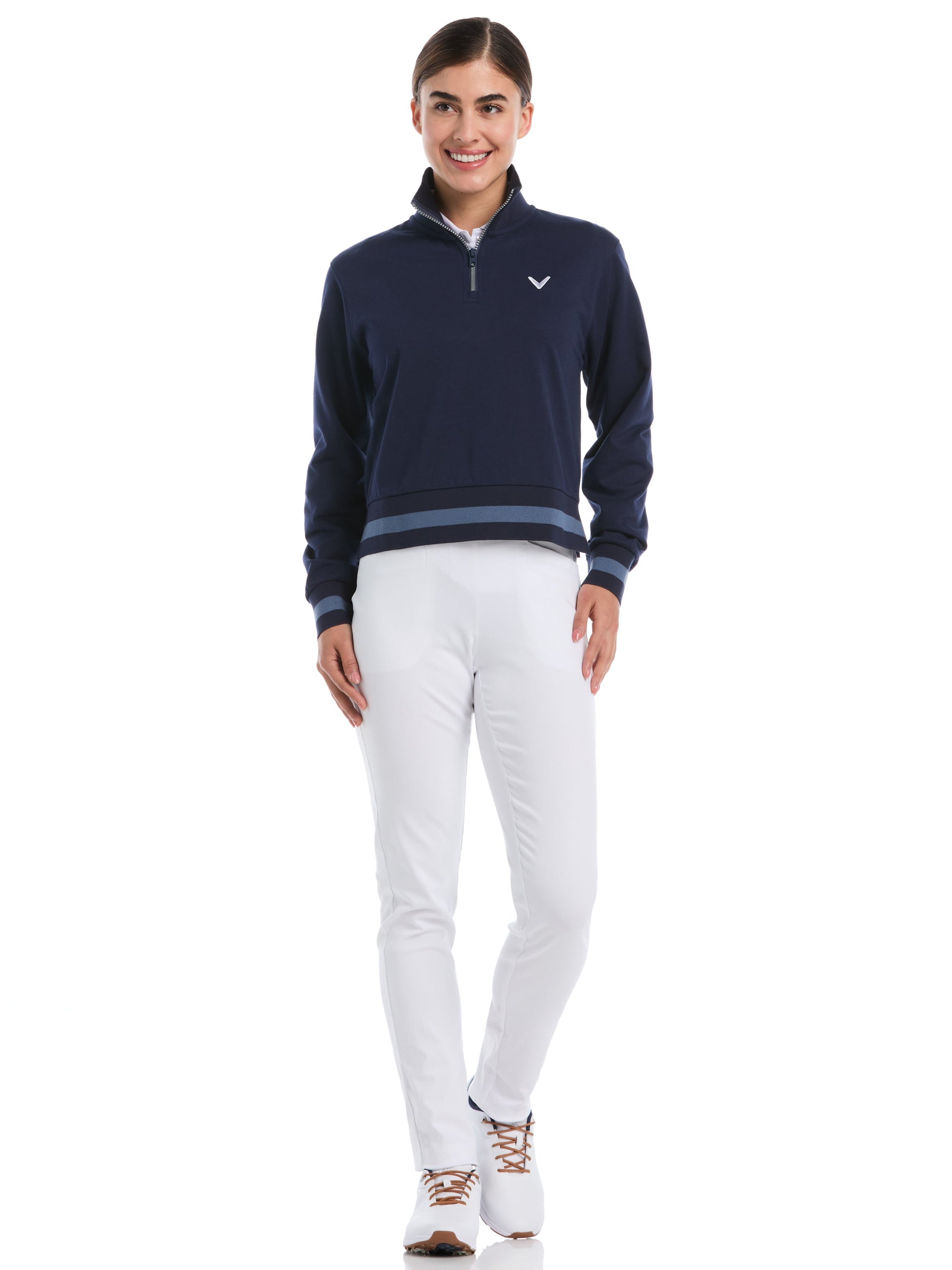 Womens Lightweight Cropped Quarter Zip Golf Shirt