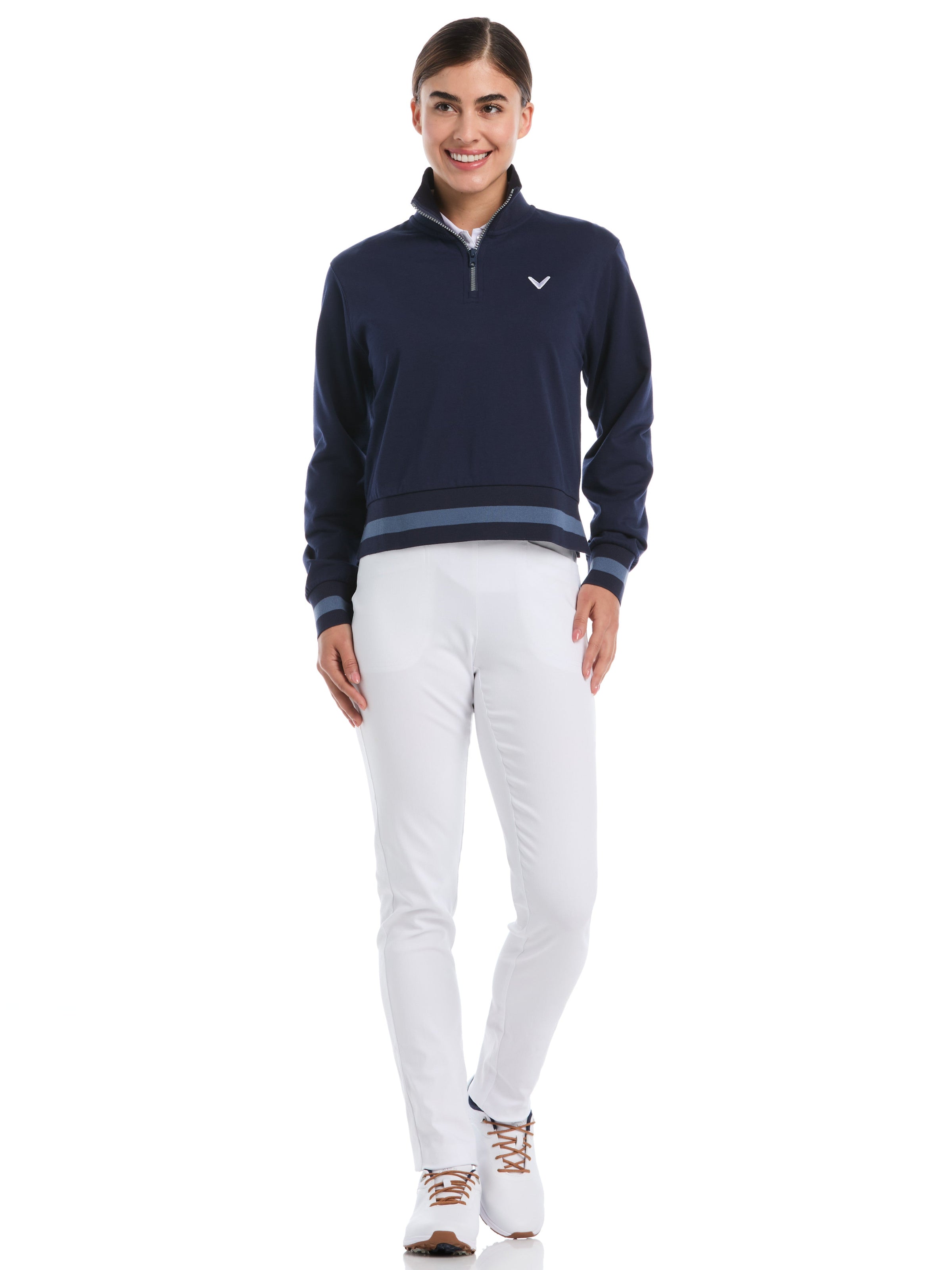 Womens Lightweight Cropped Quarter Zip Golf Shirt