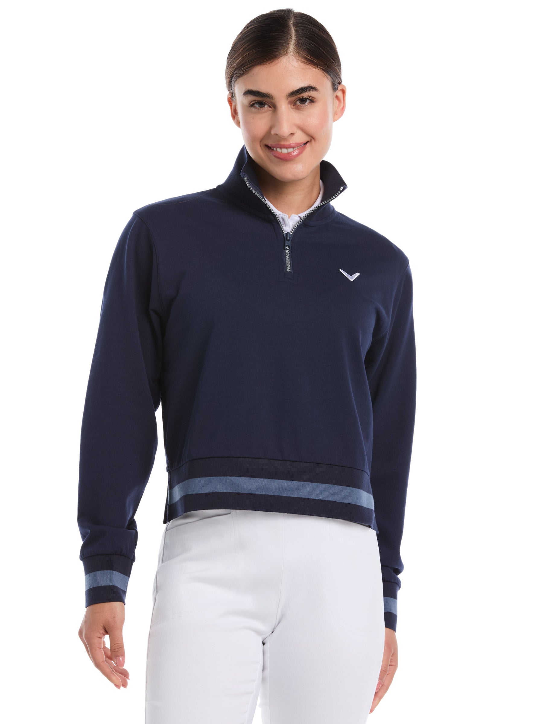 Womens Lightweight Cropped Quarter Zip Golf Shirt