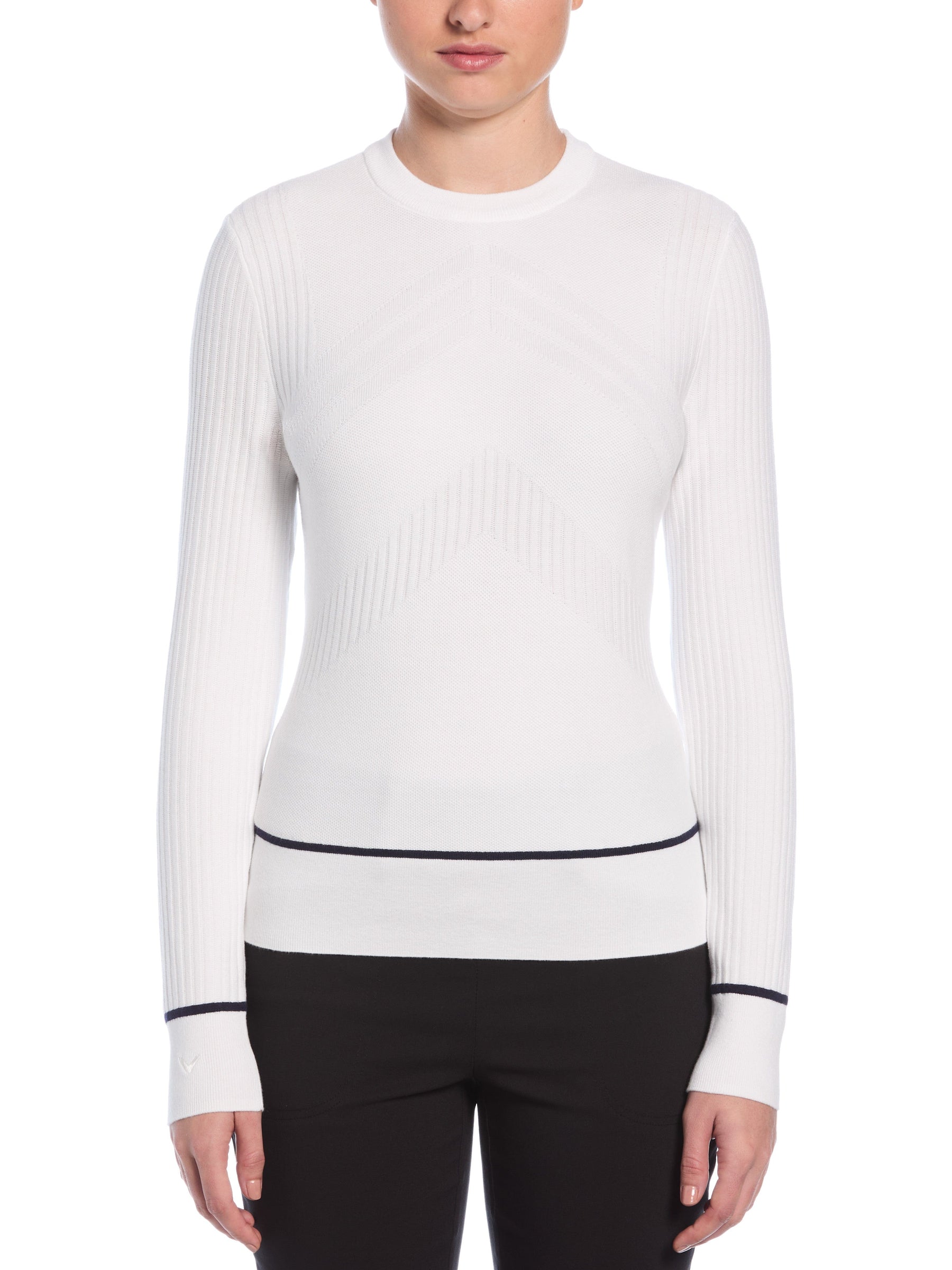 Womens Multi-Stitch Chevron Sweater with Tipping