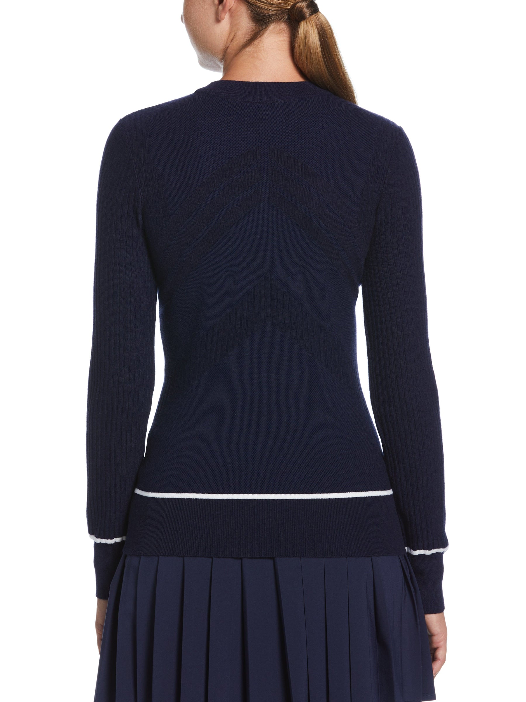 Womens Multi-Stitch Chevron Sweater with Tipping