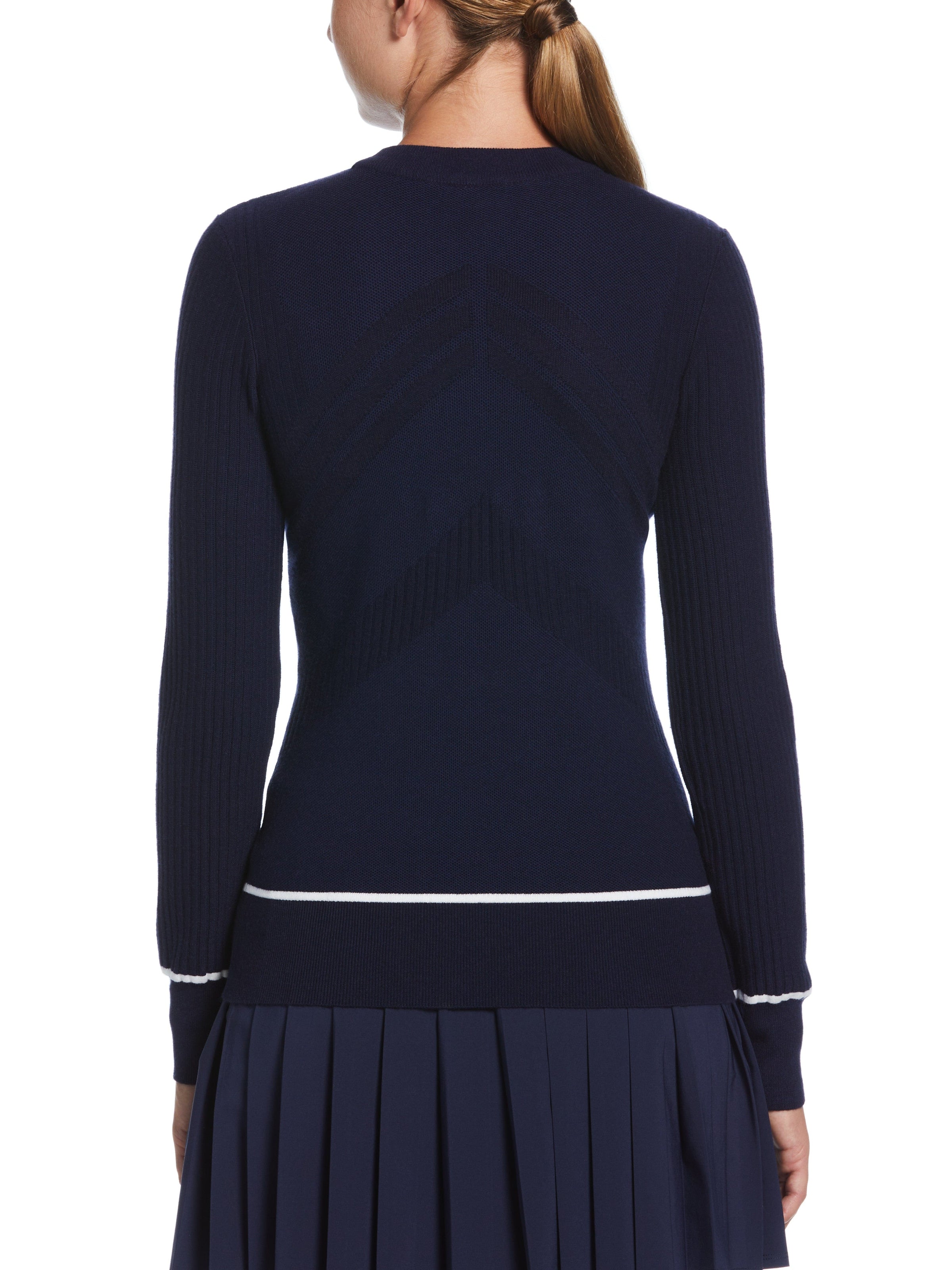 Womens Multi-Stitch Chevron Sweater with Tipping