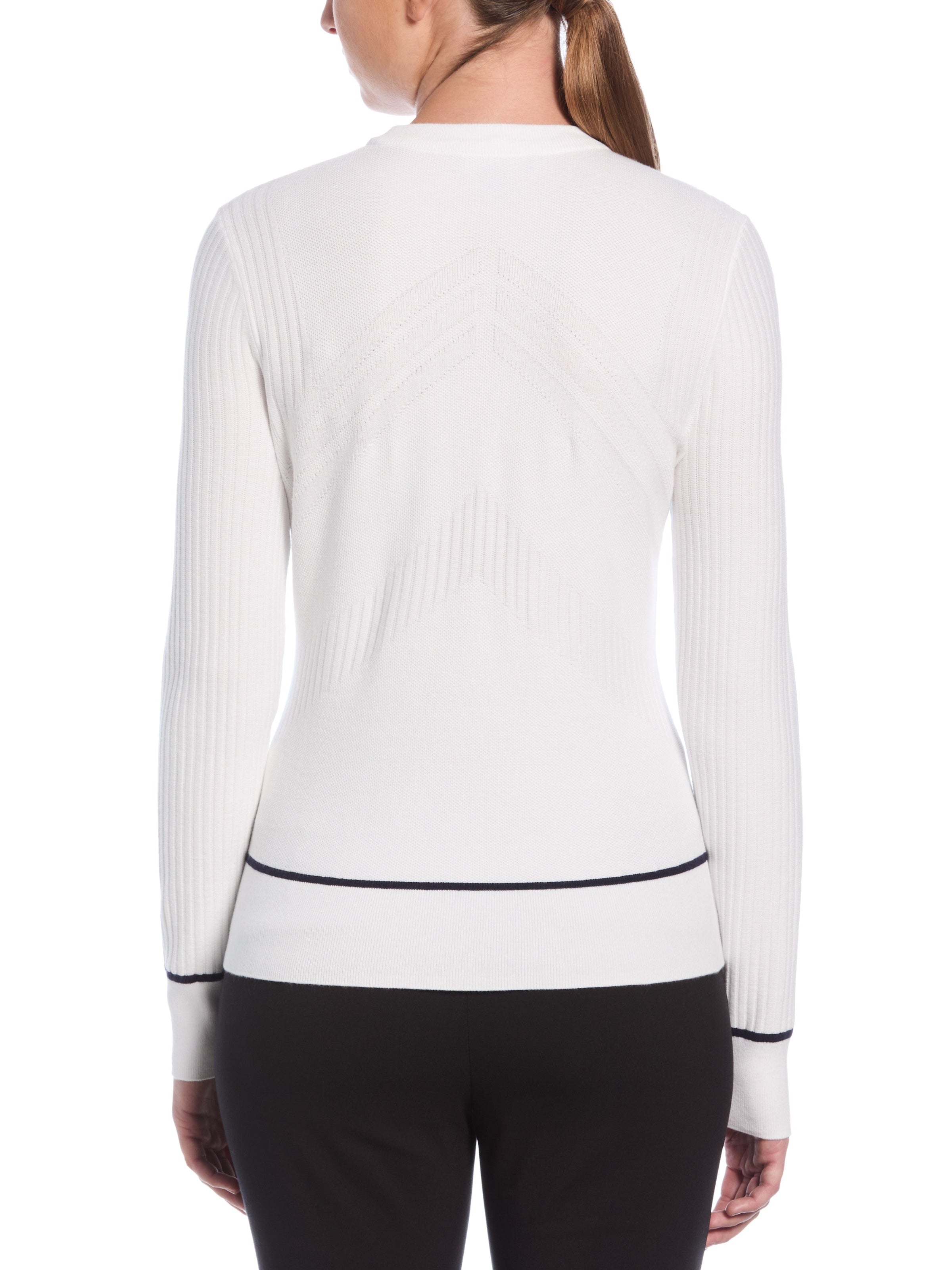 Womens Multi-Stitch Chevron Sweater with Tipping