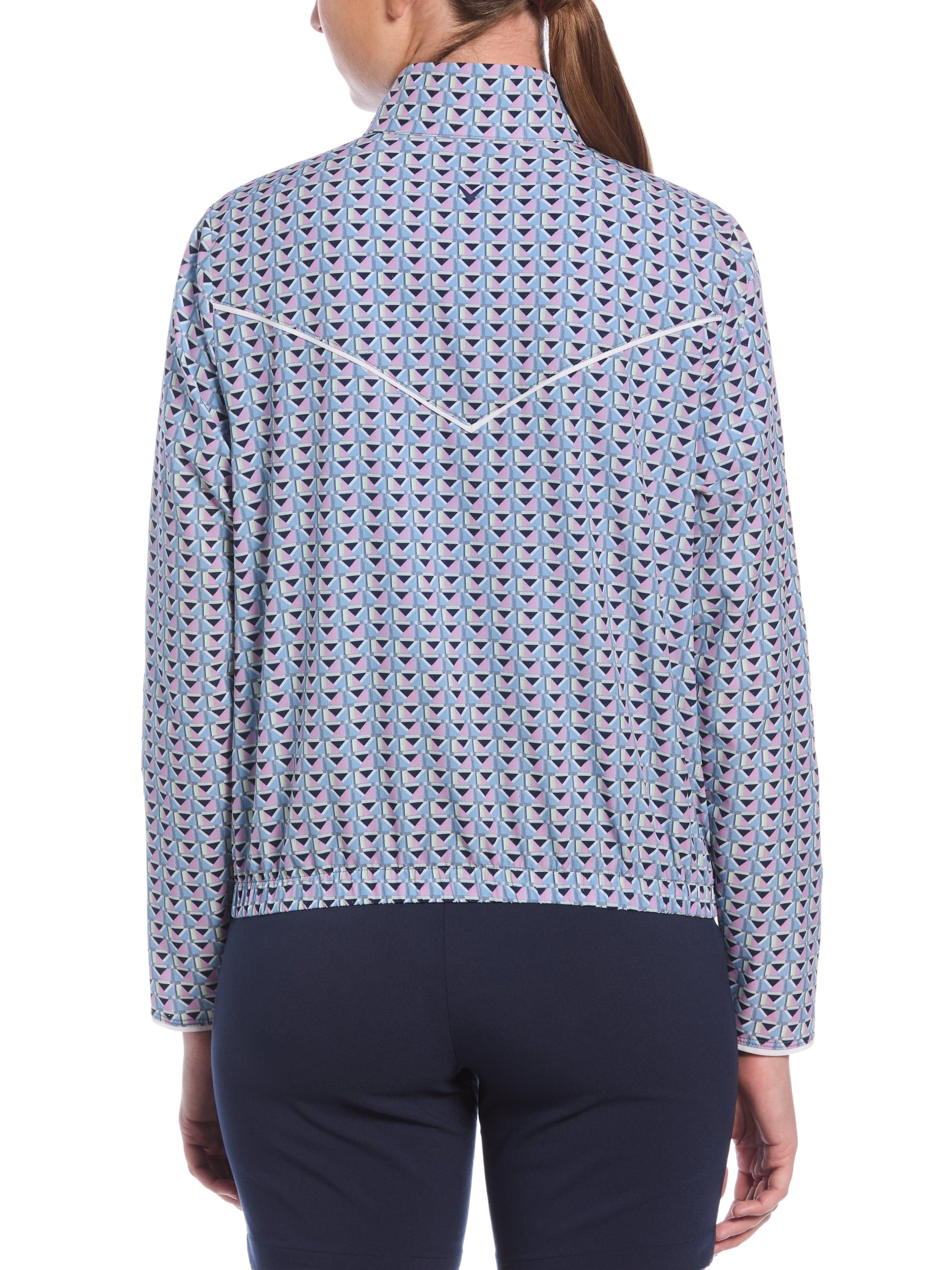 Womens Perforated Woven Cropped Quarter Zip