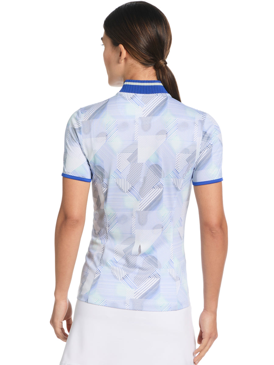 Womens Quarter Zip Rib Collar Golf Shirt