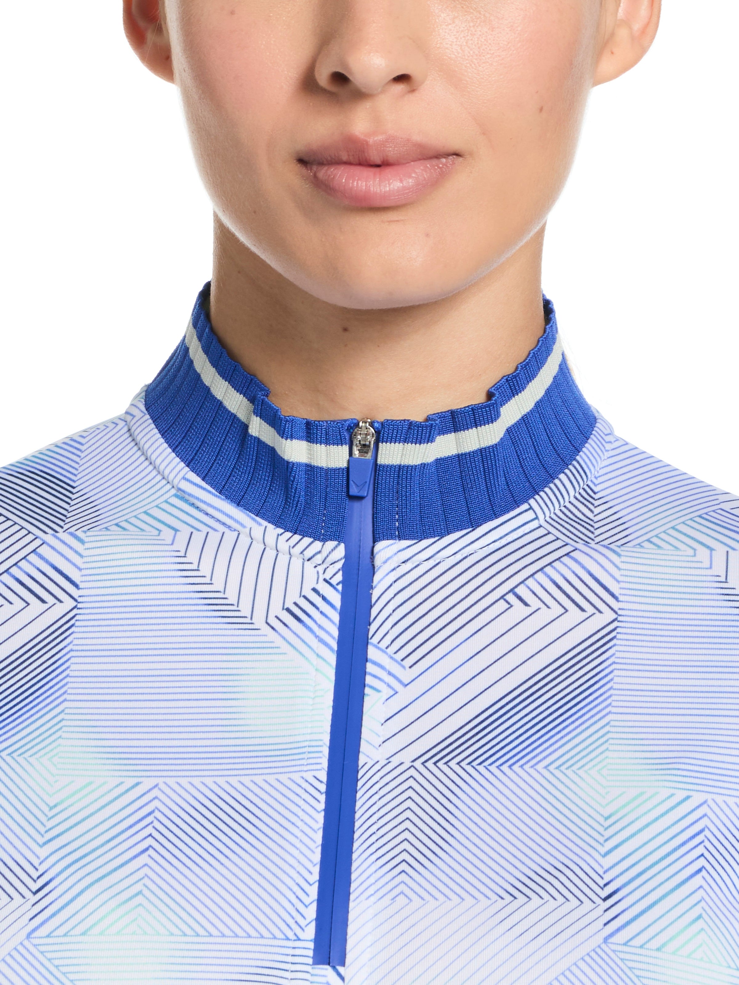 Womens Quarter Zip Rib Collar Golf Shirt