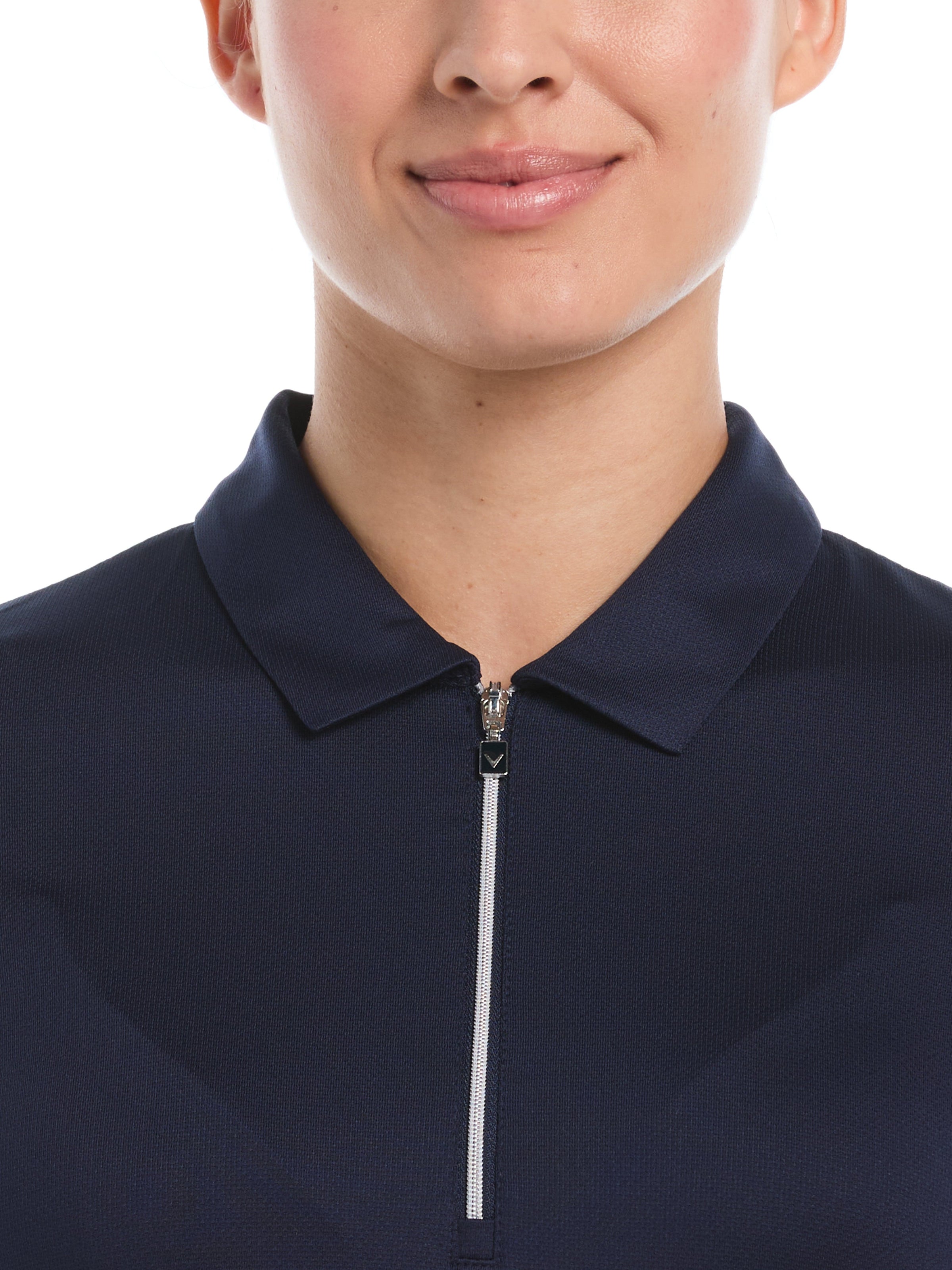 Womens Quarter Zip Solid Golf Polo