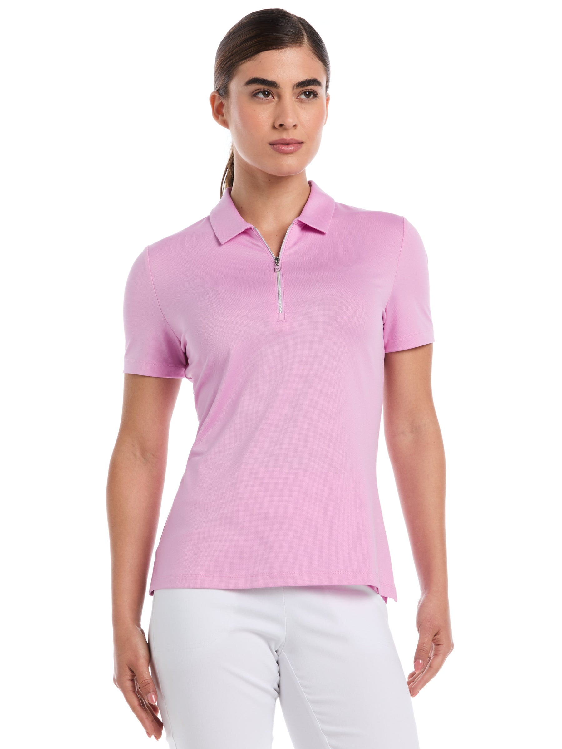 Womens Quarter Zip Solid Golf Polo