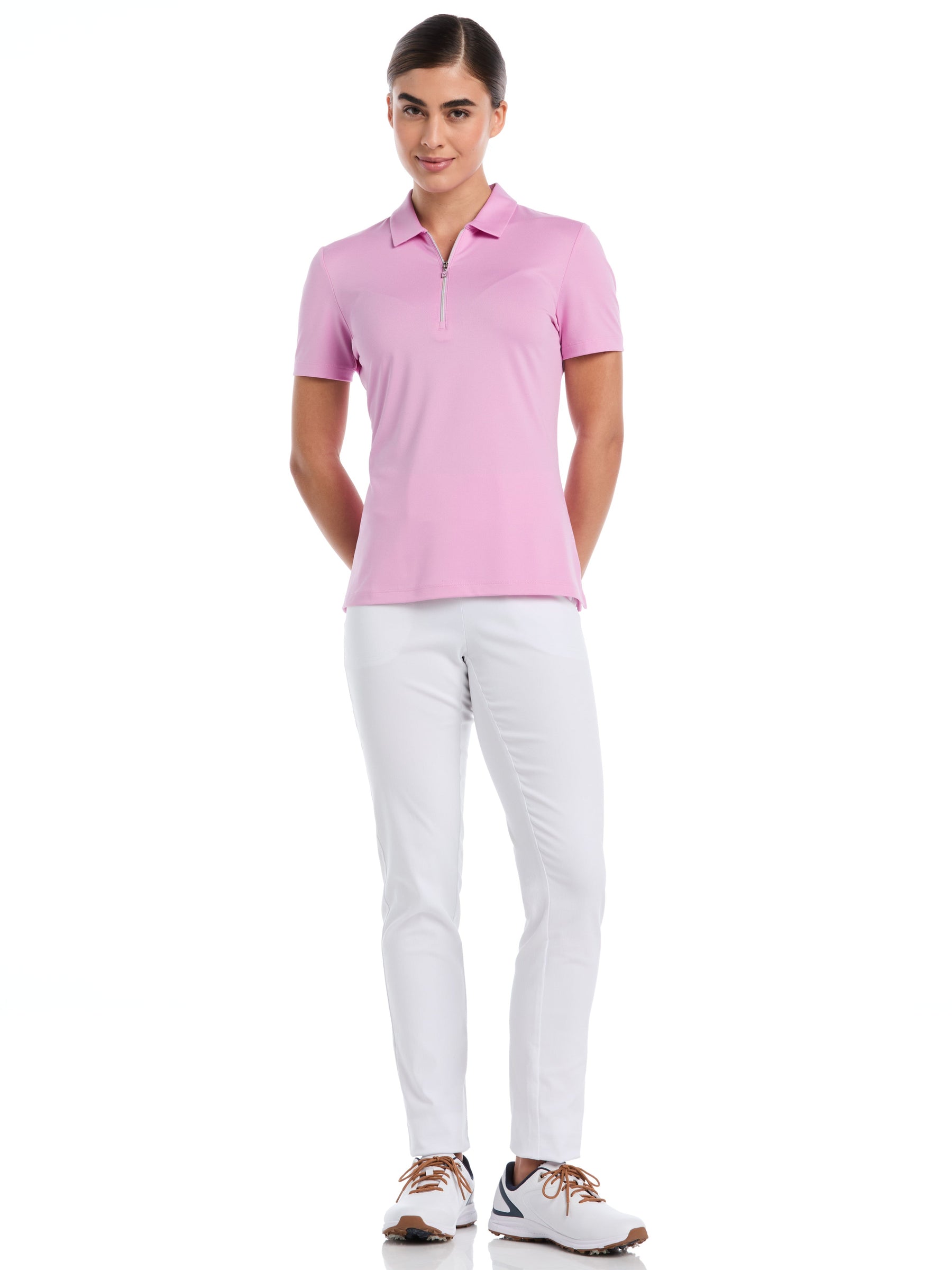 Womens Quarter Zip Solid Golf Polo