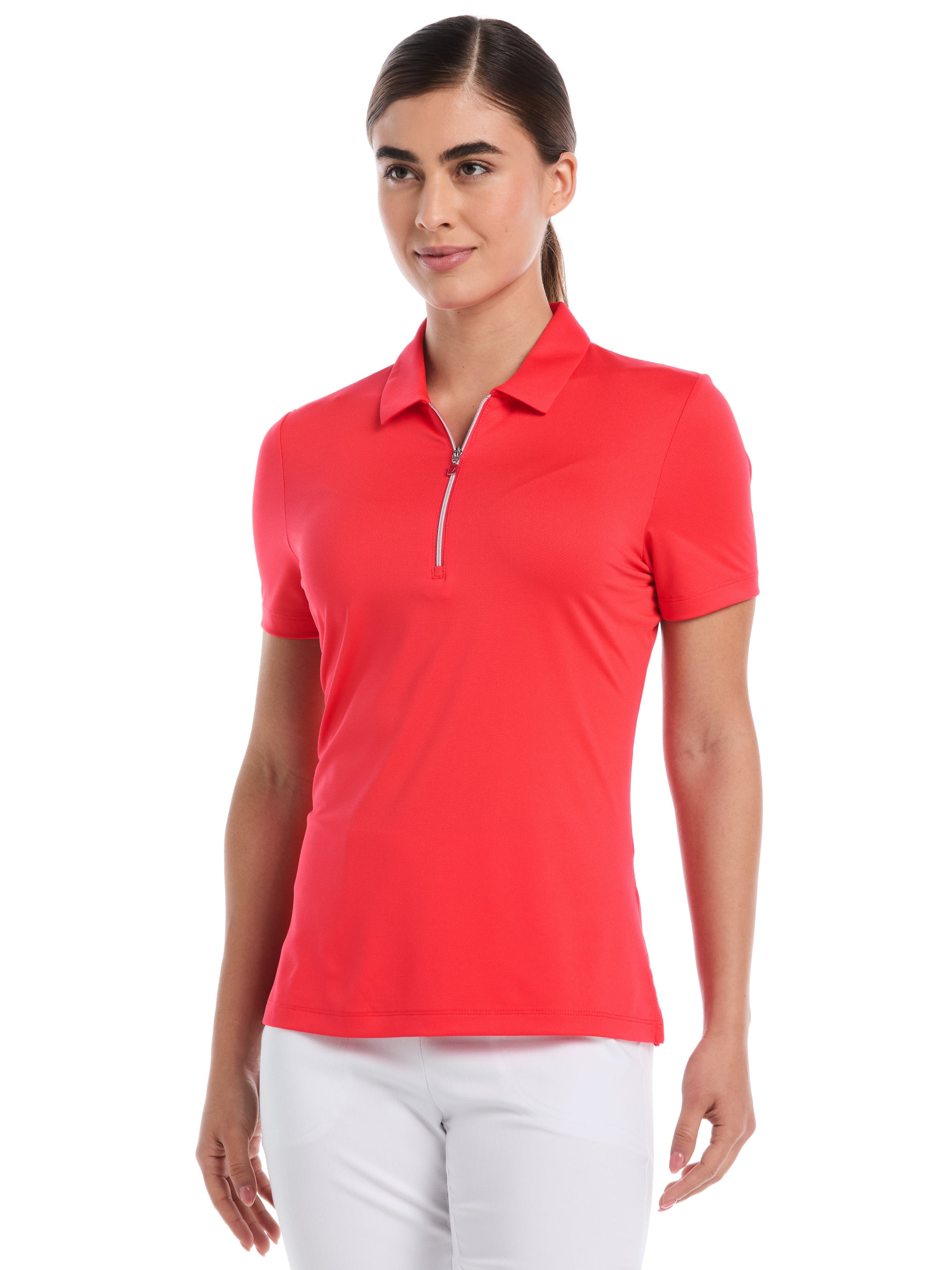 Womens Quarter Zip Solid Golf Polo