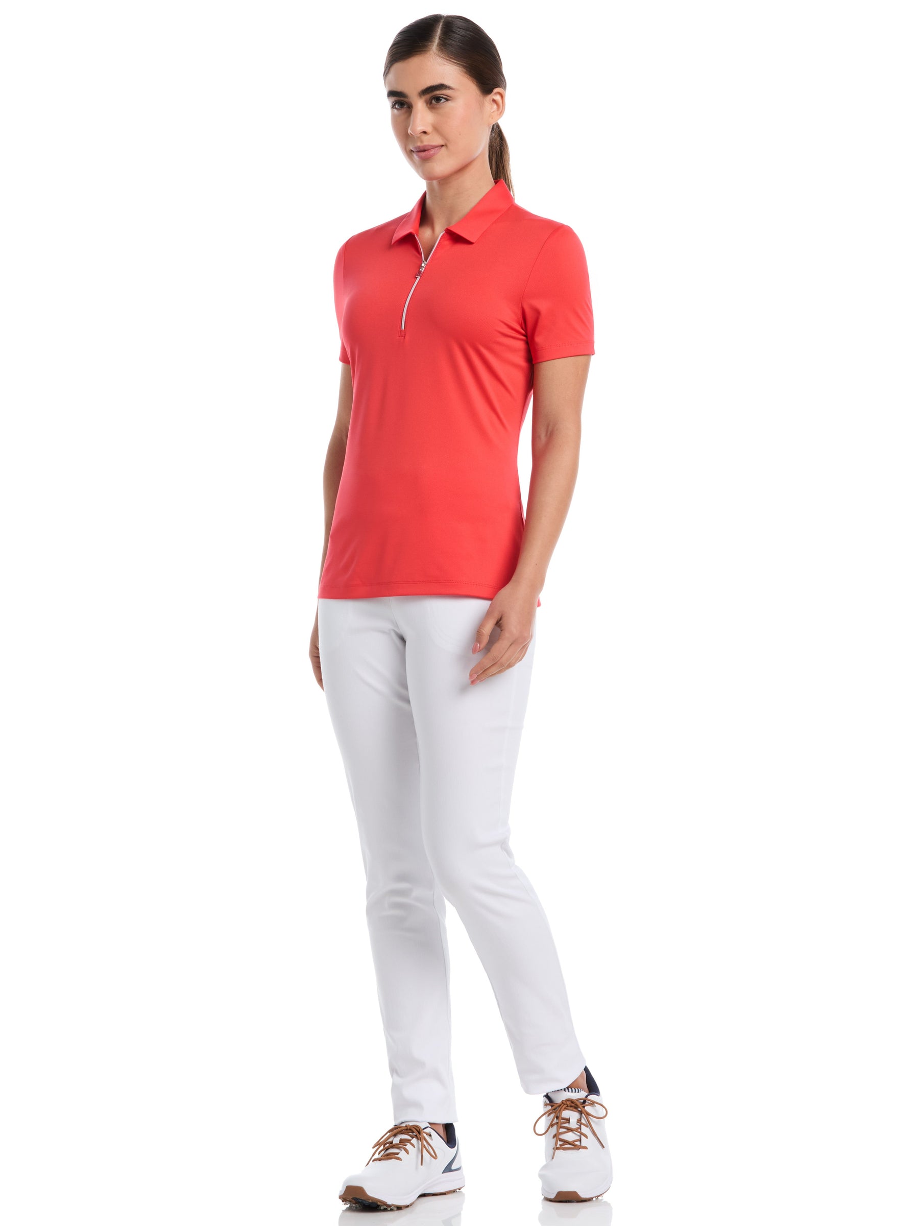 Womens Quarter Zip Solid Golf Polo