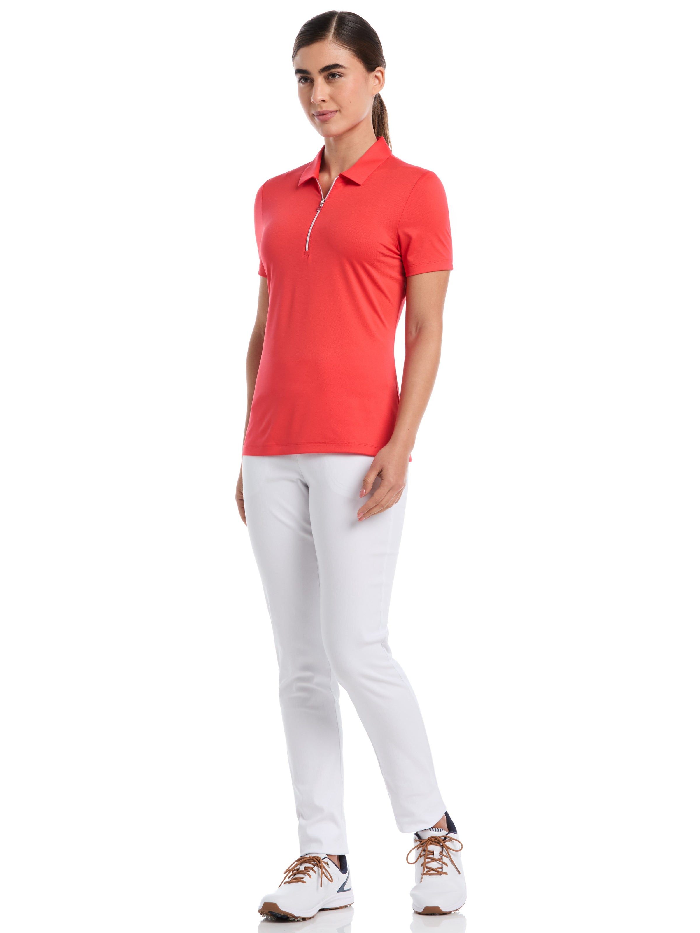 Womens Quarter Zip Solid Golf Polo