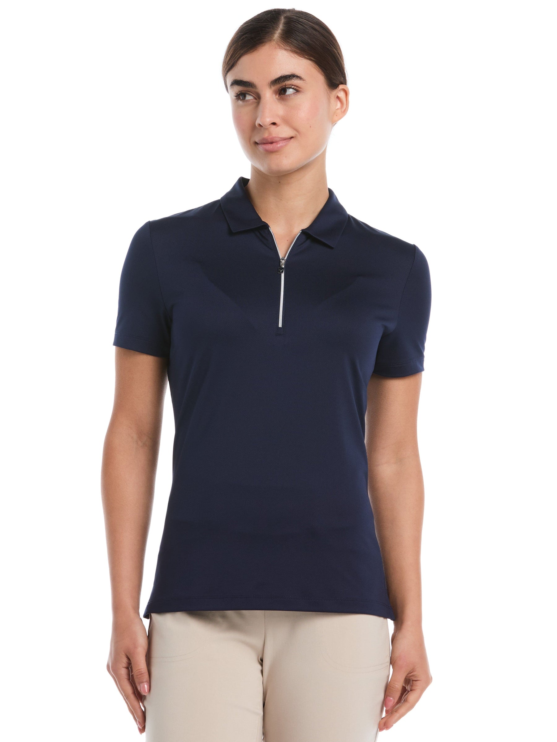 Womens Quarter Zip Solid Golf Polo