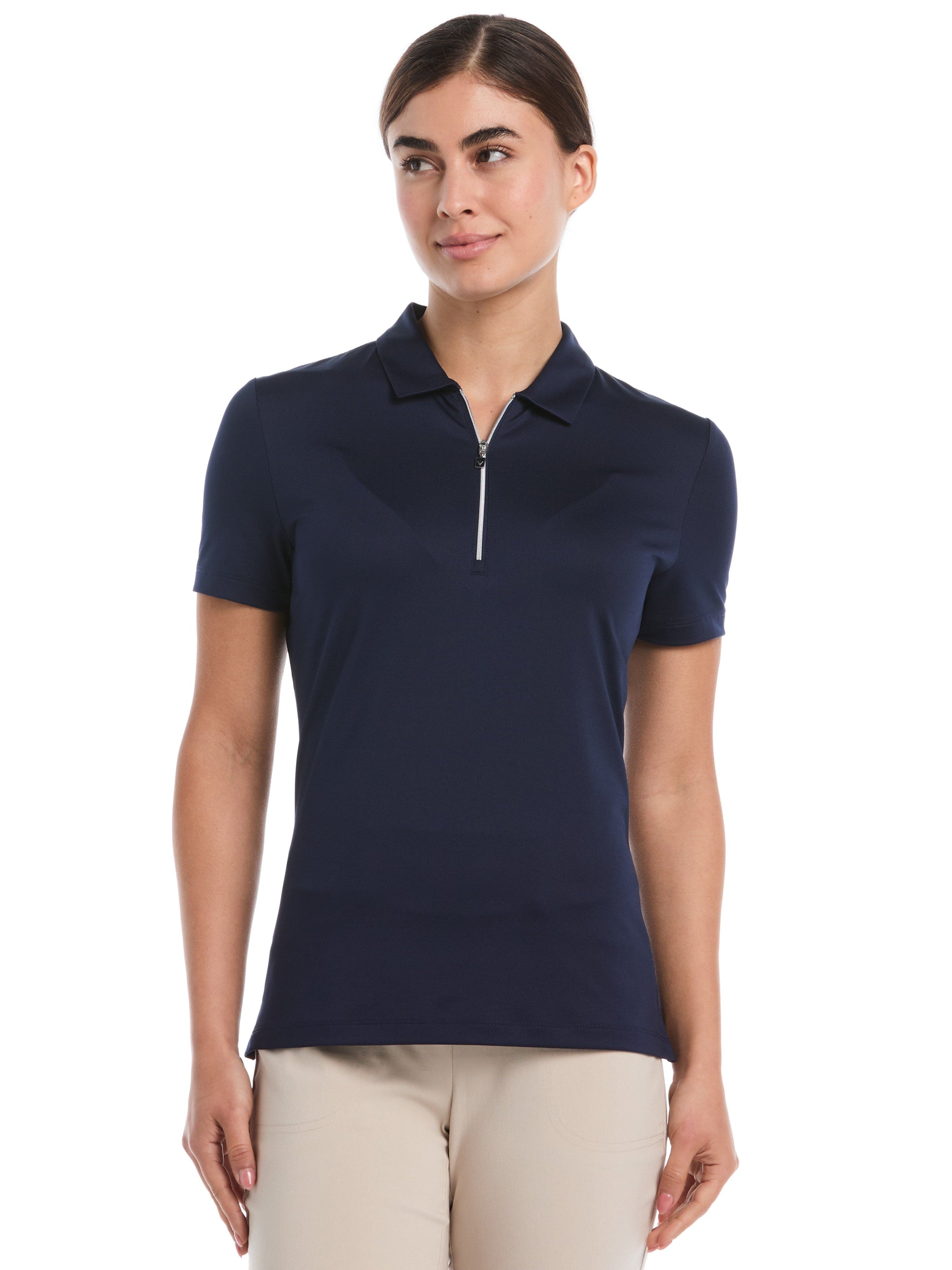 Womens Quarter Zip Solid Golf Polo