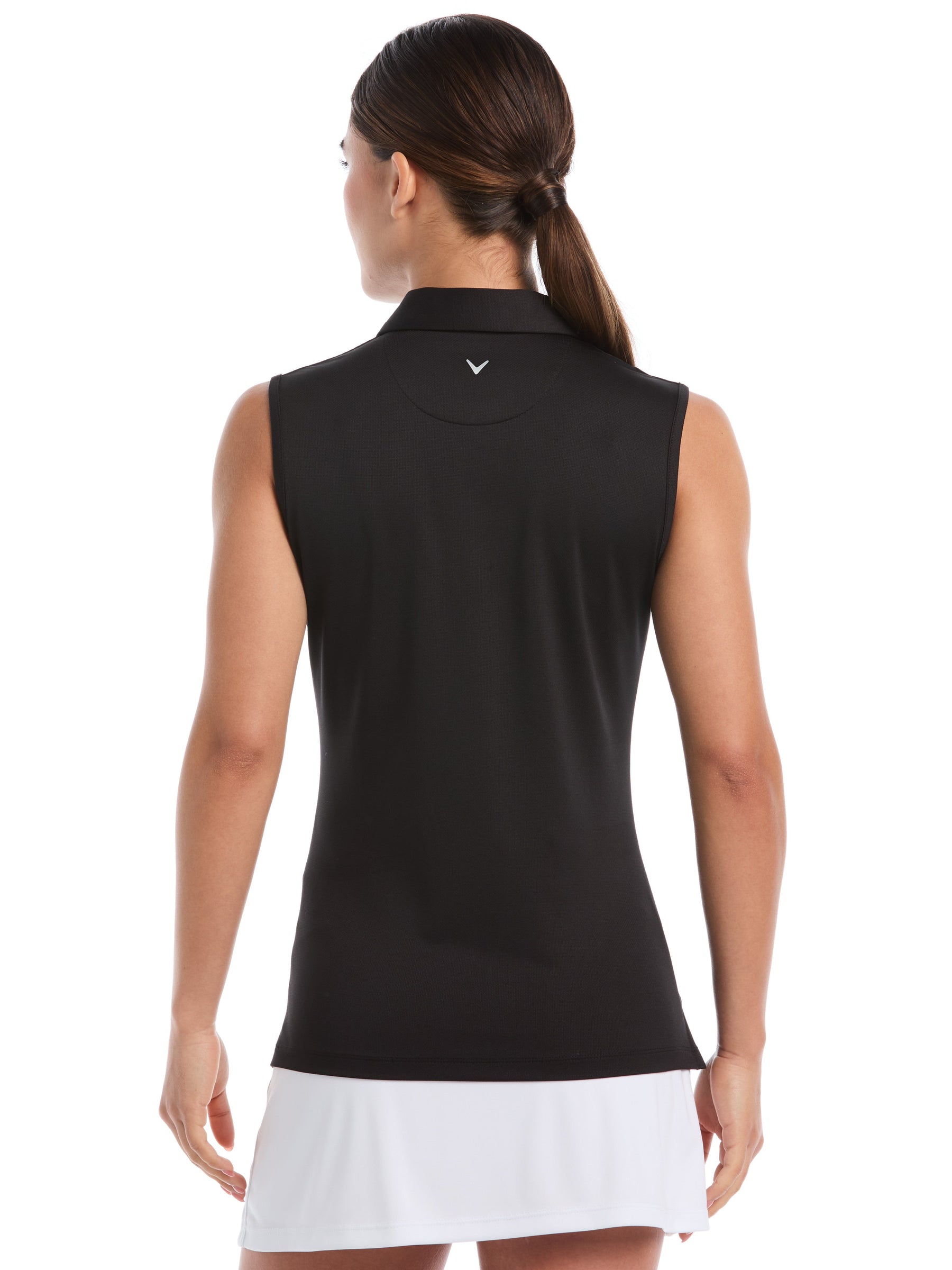 Womens Quarter Zip Solid Sleeveless Golf Polo