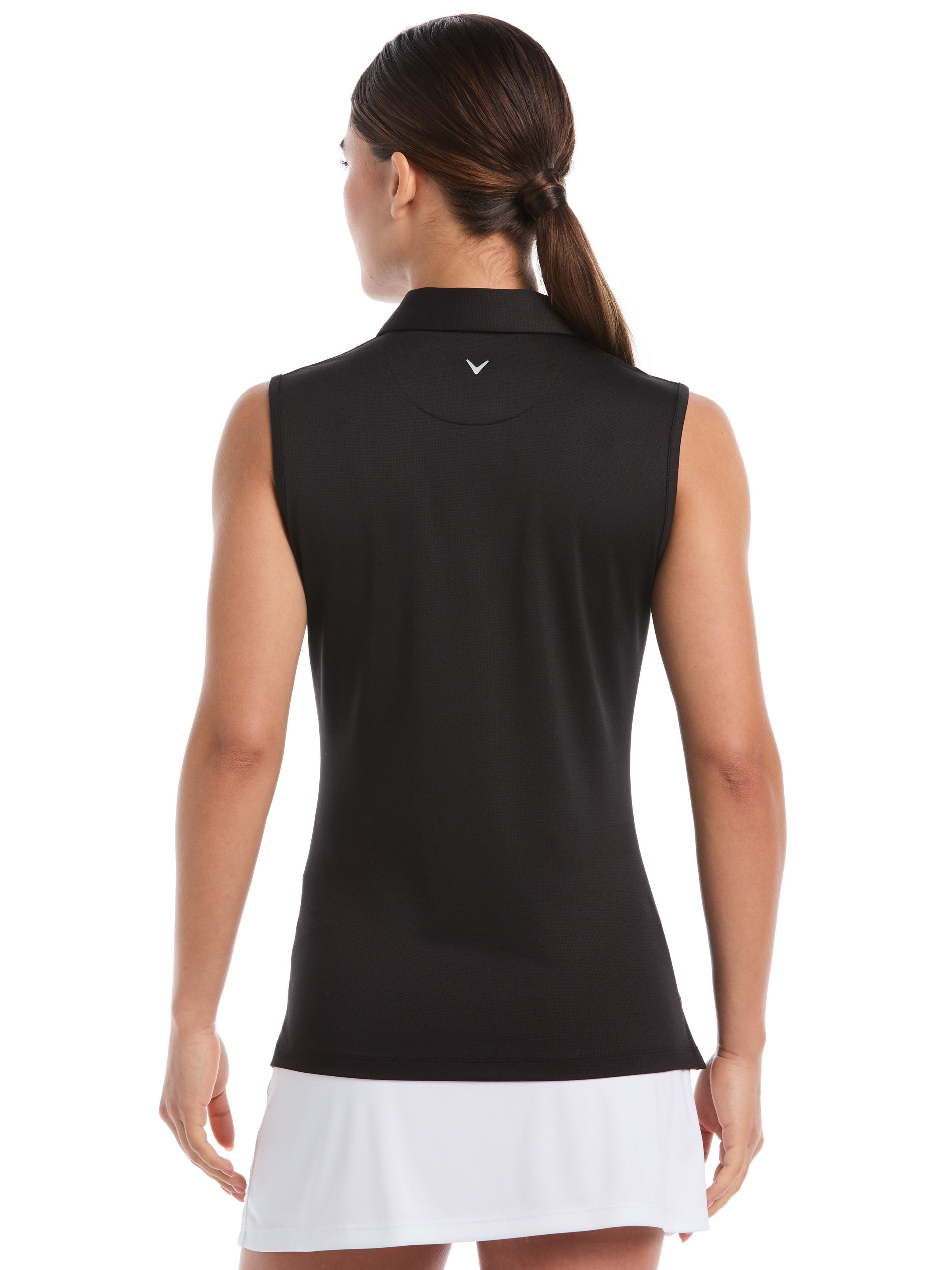 Womens Quarter Zip Solid Sleeveless Golf Polo