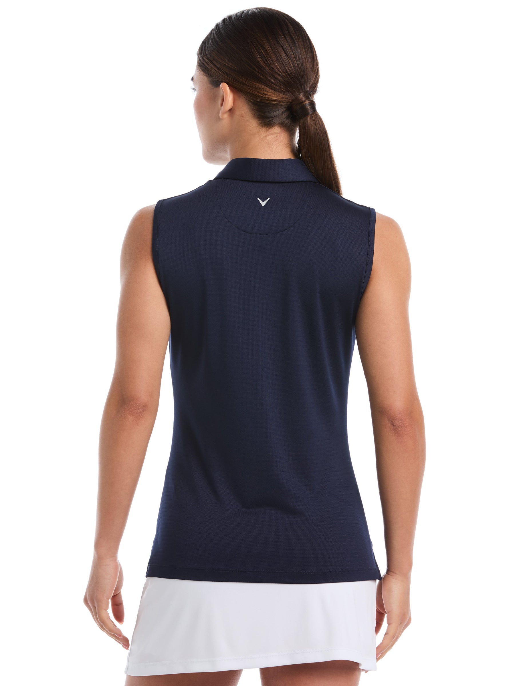 Womens Quarter Zip Solid Sleeveless Golf Polo