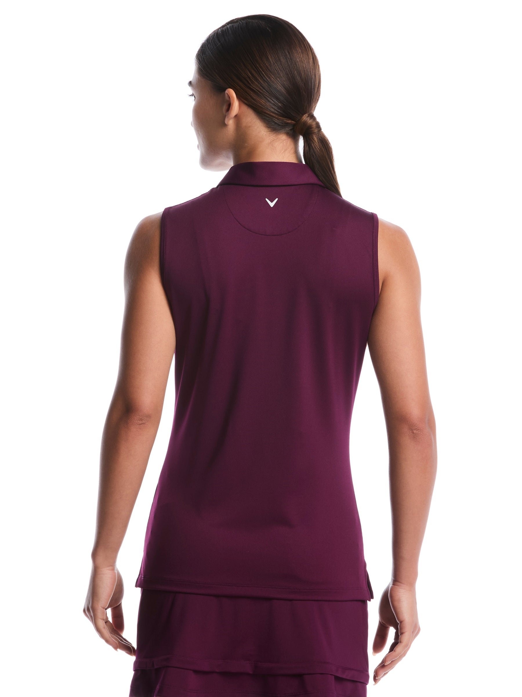 Womens Quarter Zip Solid Sleeveless Golf Polo