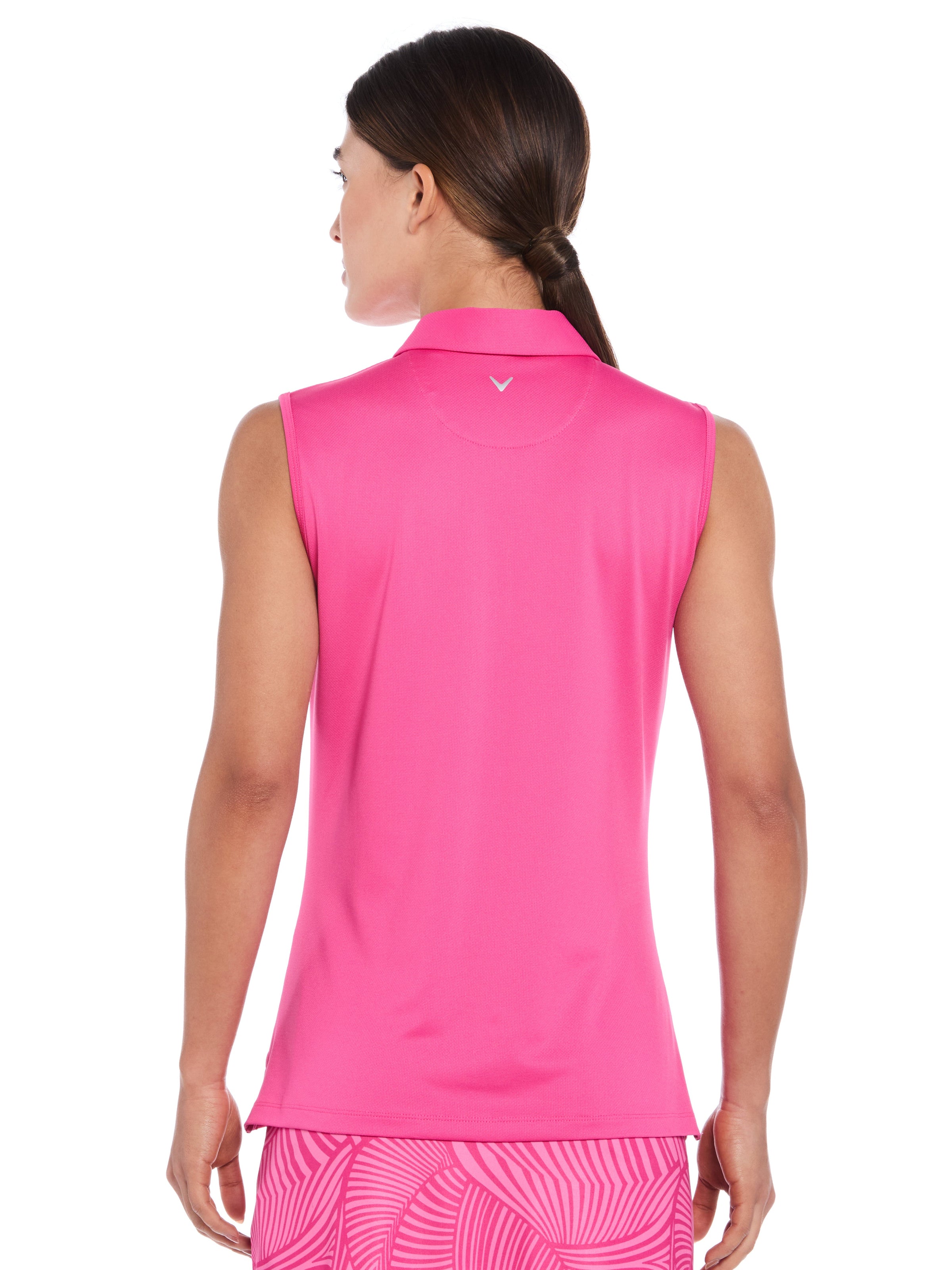 Womens Quarter Zip Solid Sleeveless Golf Polo