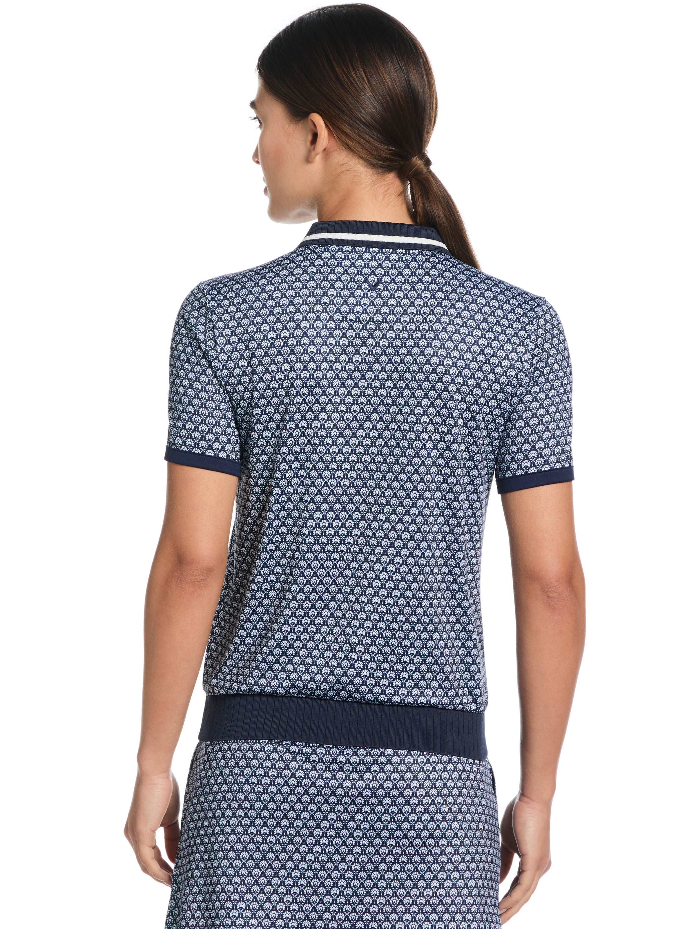 Womens Scarf Geo Printed Performance Golf Polo