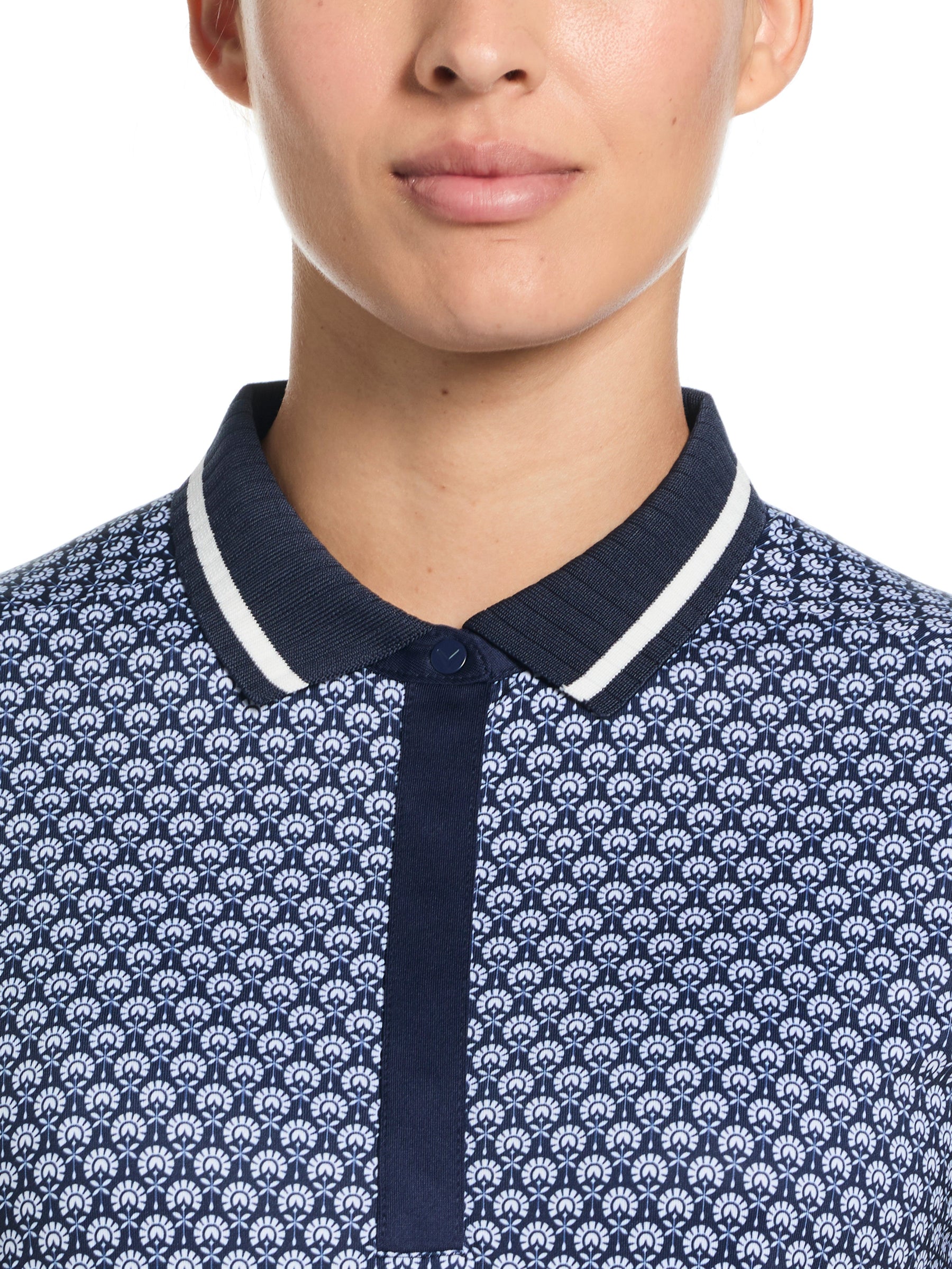 Womens Scarf Geo Printed Performance Golf Polo